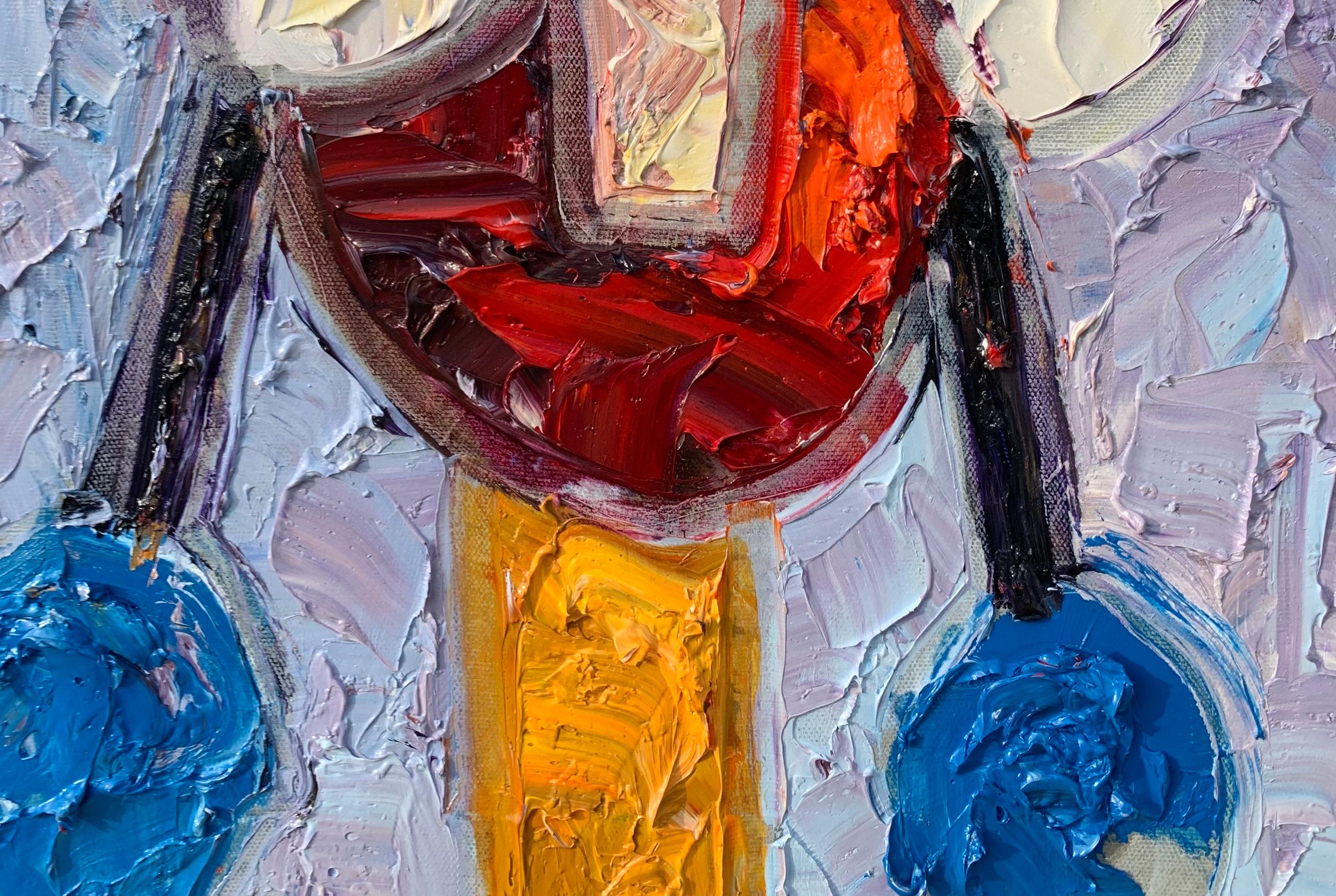 Face 1 -21st Century, Contemporary, Impasto, Abstract Figurative, Africa, People - Brown Figurative Painting by Abiodun Nafiu Azeez