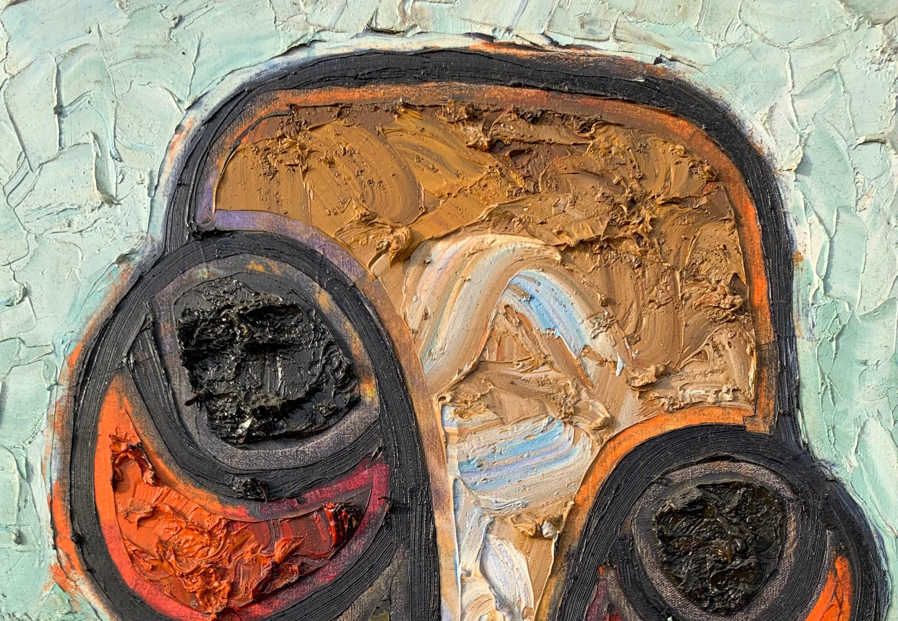 Face 3 -21st Century, Contemporary, Impasto, Abstract Figurative, Africa, People - Painting by Abiodun Nafiu Azeez