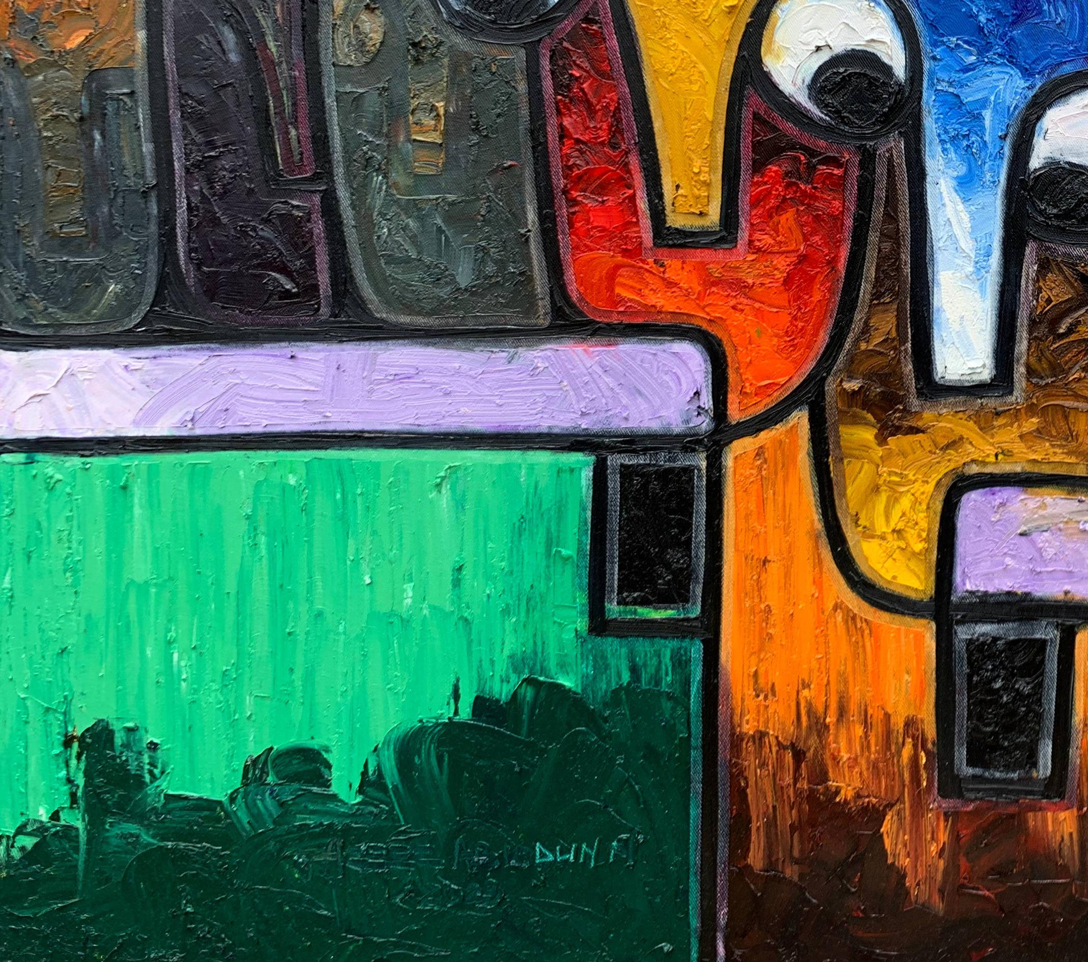 Leader e seguaci - Figurative Painting Nero di Abiodun Nafiu Azeez