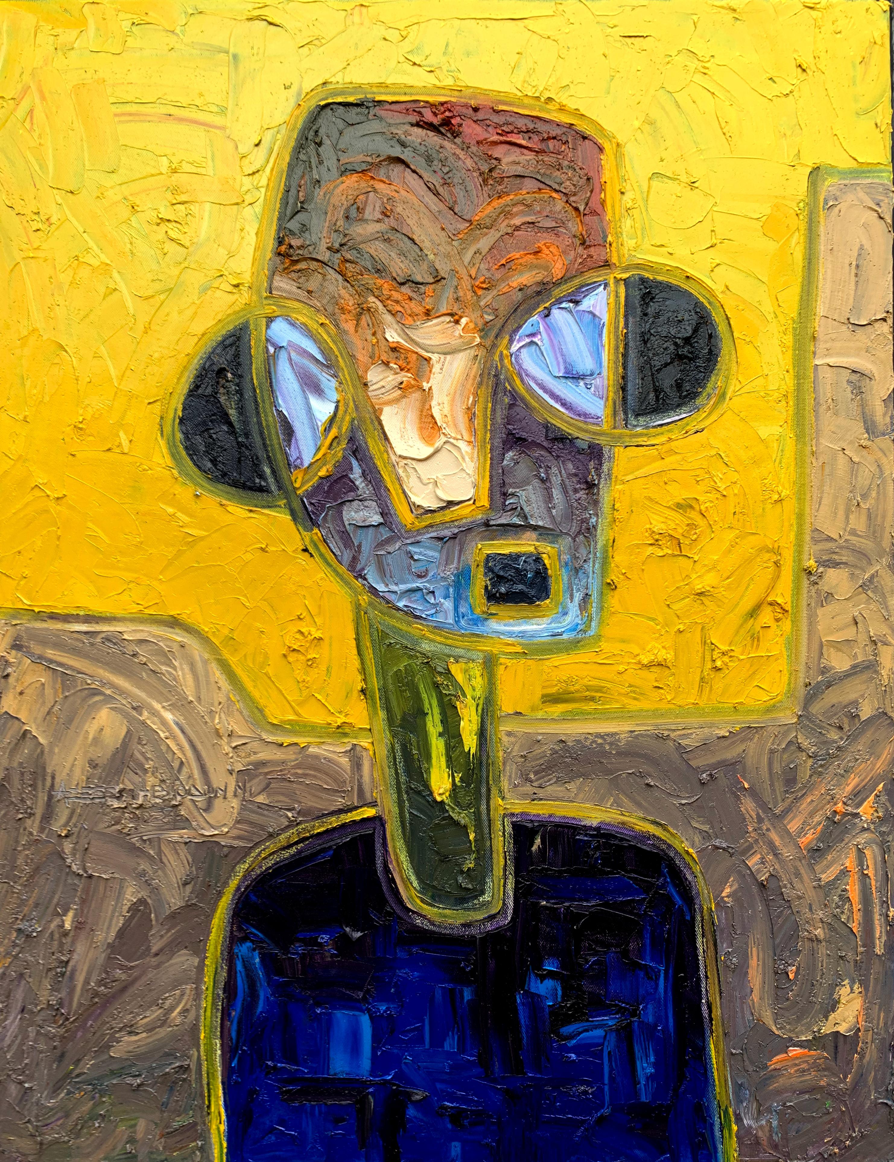 Abiodun Nafiu Azeez Figurative Painting - Peace - 21st Century, Contemporary, Figurative Impasto, Impression, Africa Woman
