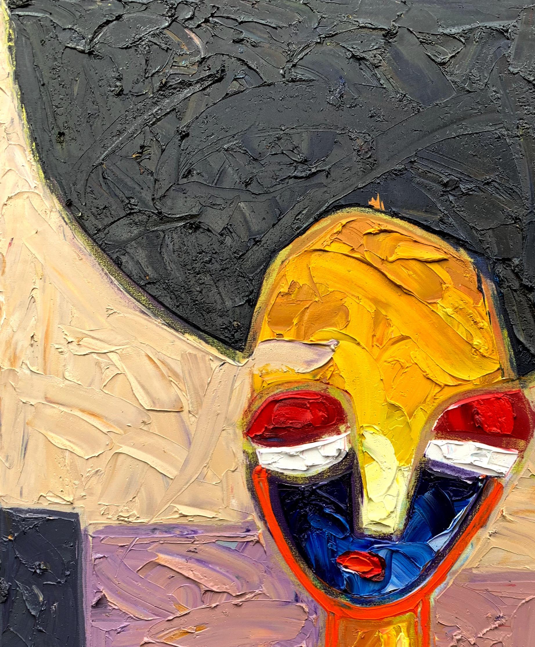 Rosso -21° secolo, Contemporaneo, Impasto figurativo, Impressionista, Donna d'Africa - Painting di Abiodun Nafiu Azeez