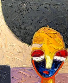 Red -21st Century, Contemporary, Figurative Impasto, Impressionist, Africa Woman