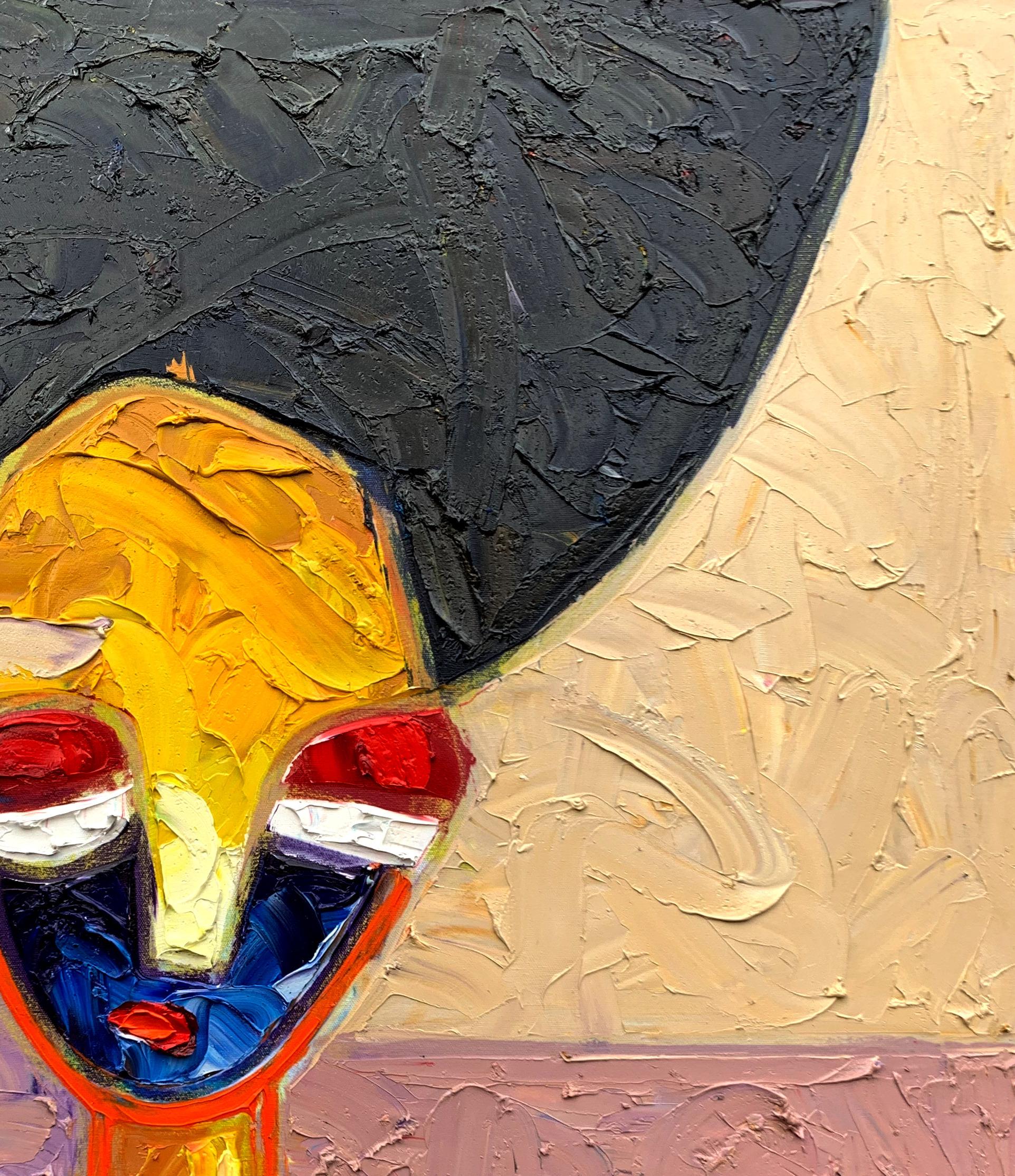 Rosso -21° secolo, Contemporaneo, Impasto figurativo, Impressionista, Donna d'Africa - Painting Espressionismo astratto di Abiodun Nafiu Azeez