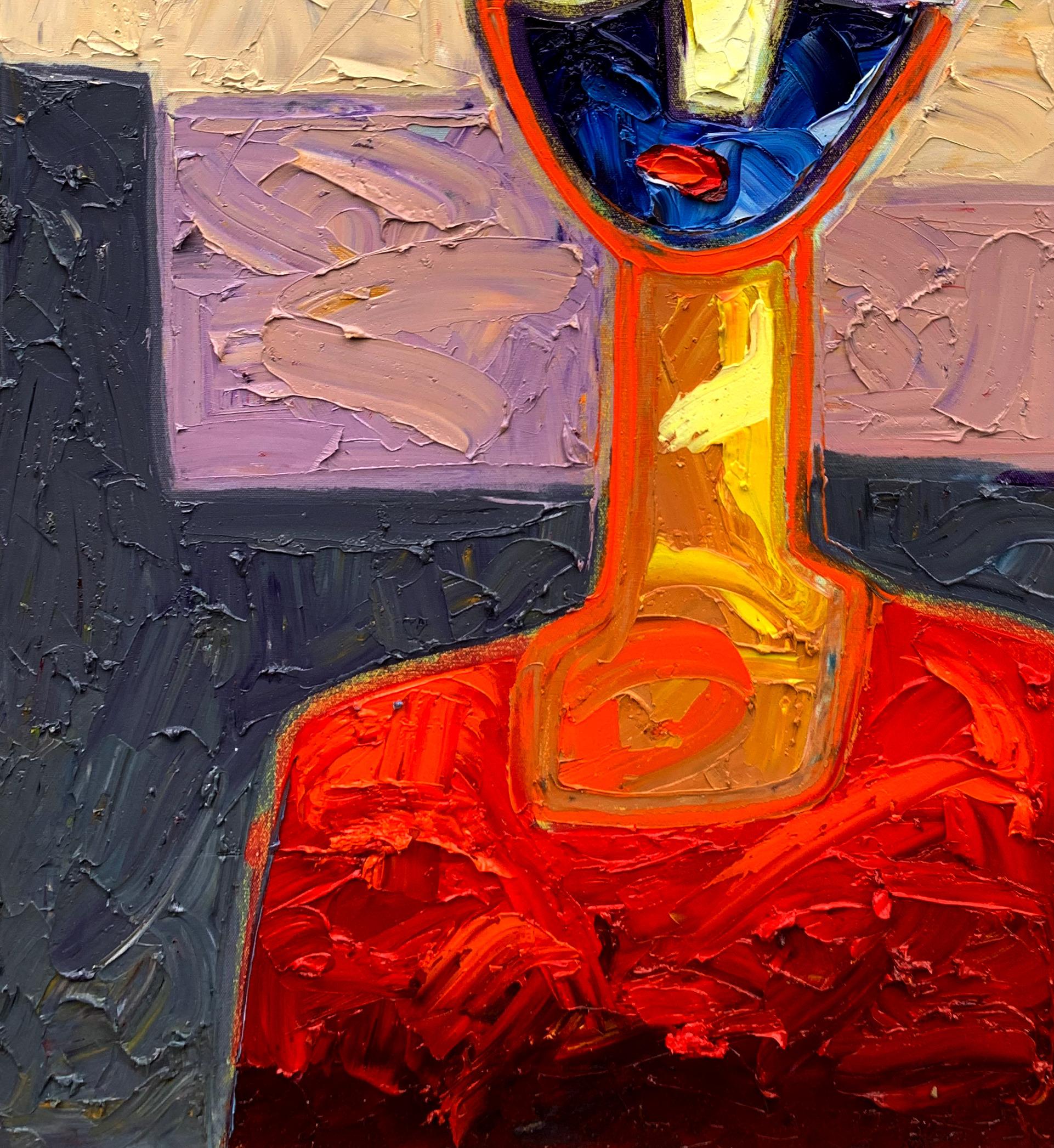 Rosso -21° secolo, Contemporaneo, Impasto figurativo, Impressionista, Donna d'Africa - Abstract Painting Marrone di Abiodun Nafiu Azeez