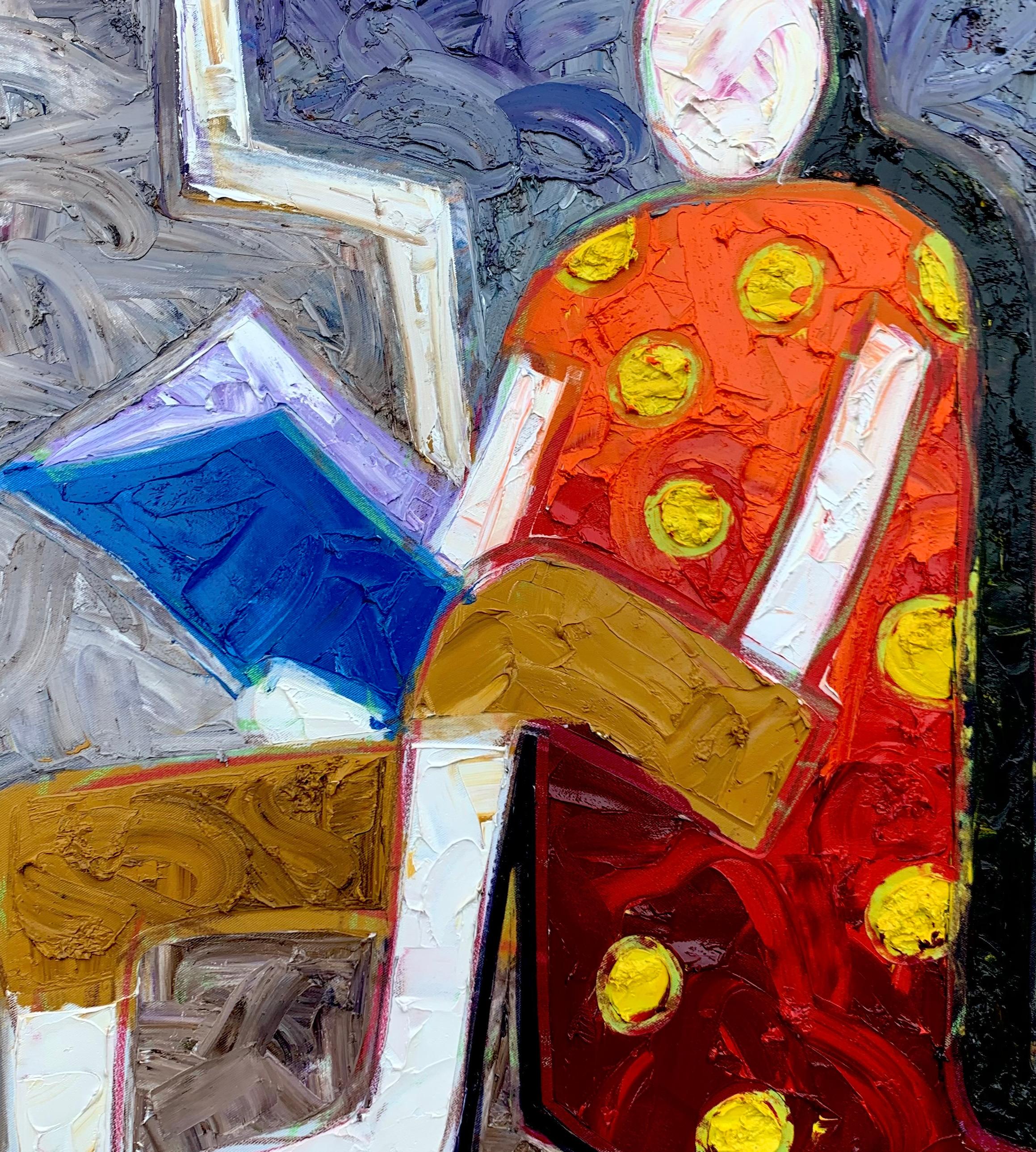 Silent Journey - 21. Jahrhundert, Contemporary, Figurativ, Impasto, Impressionismus (Grau), Abstract Painting, von Abiodun Nafiu Azeez