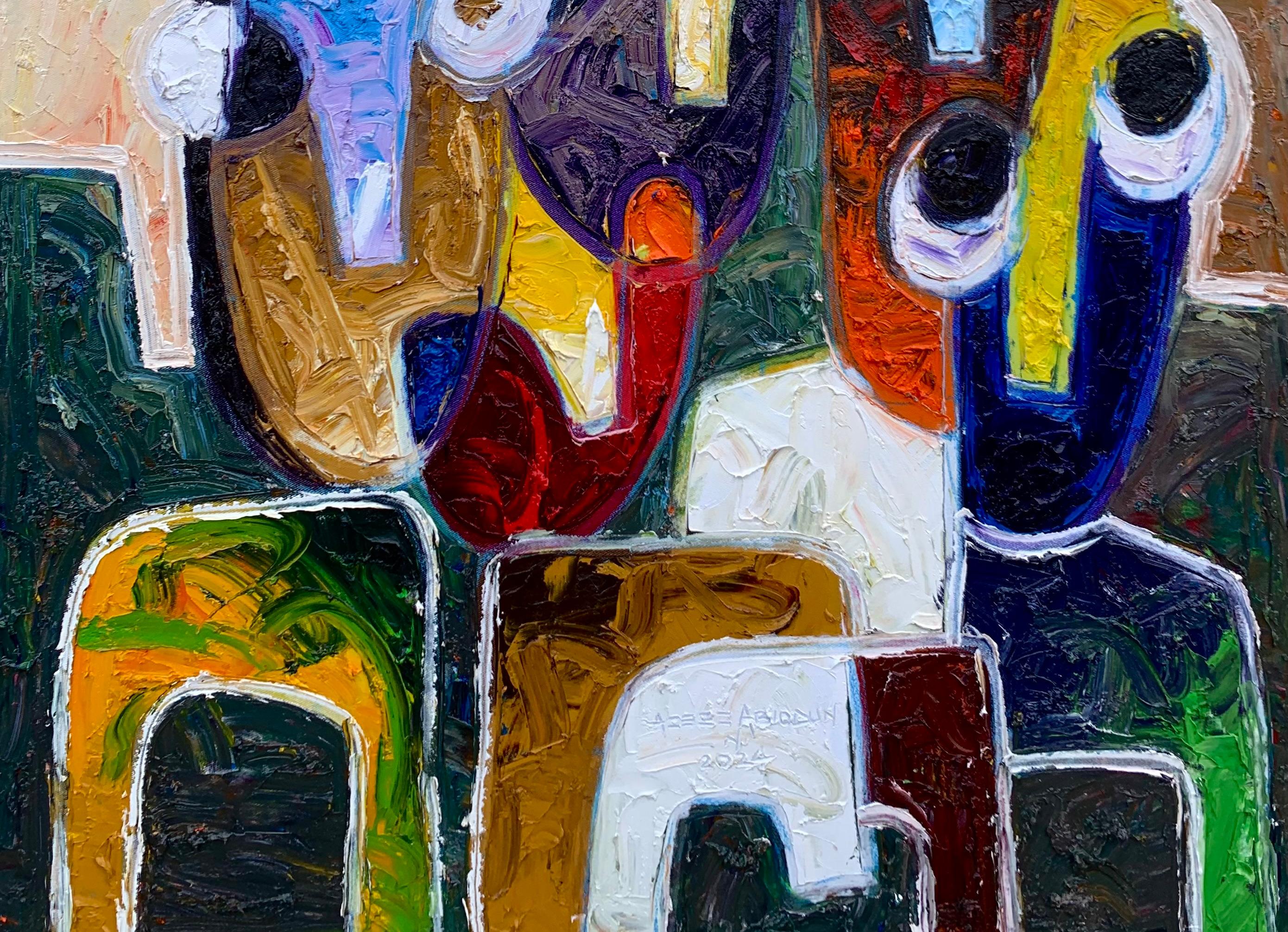 Senza titolo IV - 21° secolo, Contemporaneo, Figurativo, Impasto, Impressionismo - Figurative Painting Grigio di Abiodun Nafiu Azeez