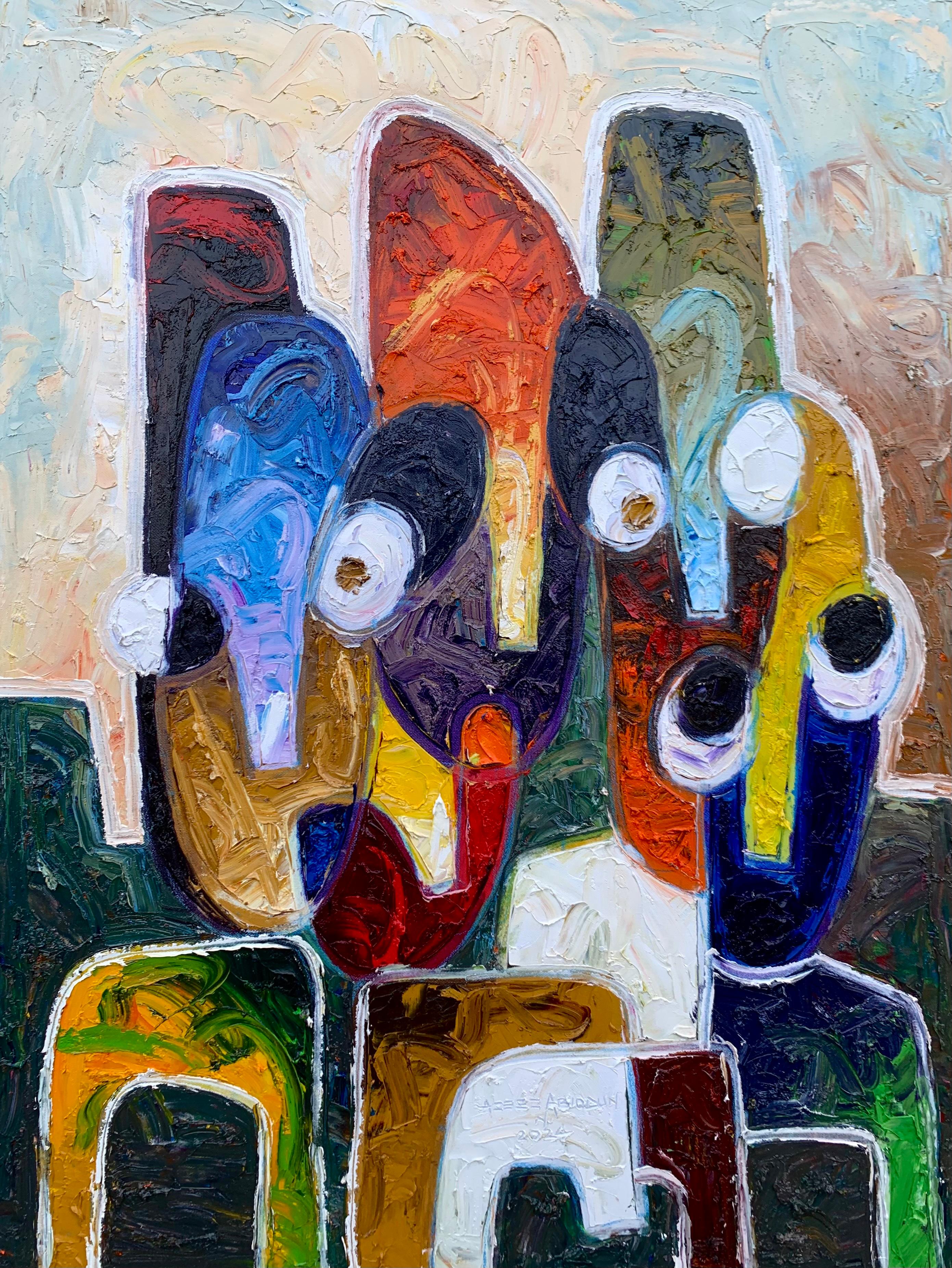 Figurative Painting di Abiodun Nafiu Azeez - Senza titolo IV - 21° secolo, Contemporaneo, Figurativo, Impasto, Impressionismo