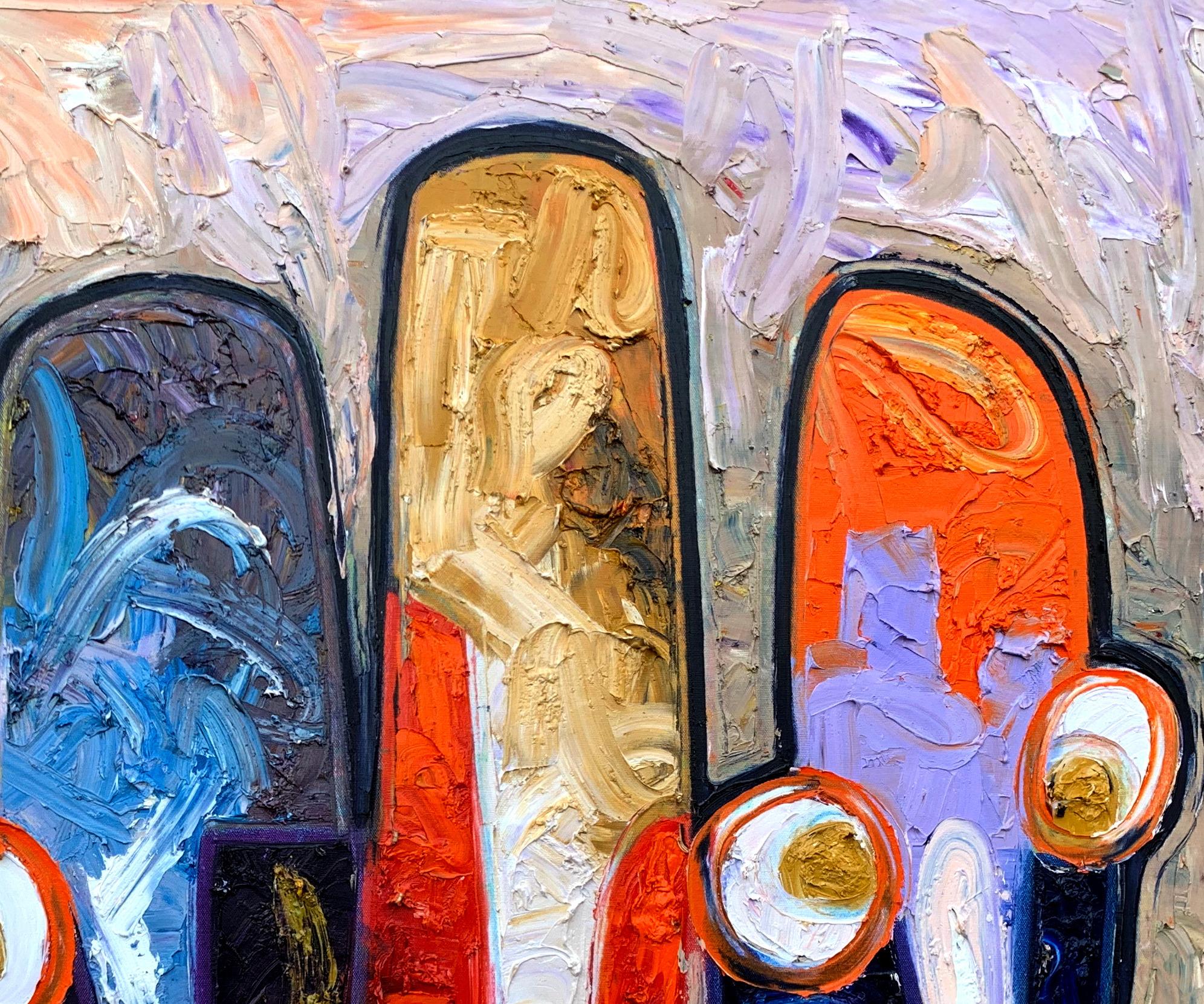 Sin título V - Siglo XXI, Contemporáneo, Figurativo, Impasto, Impresionismo - Figurative Painting Marrón de Abiodun Nafiu Azeez