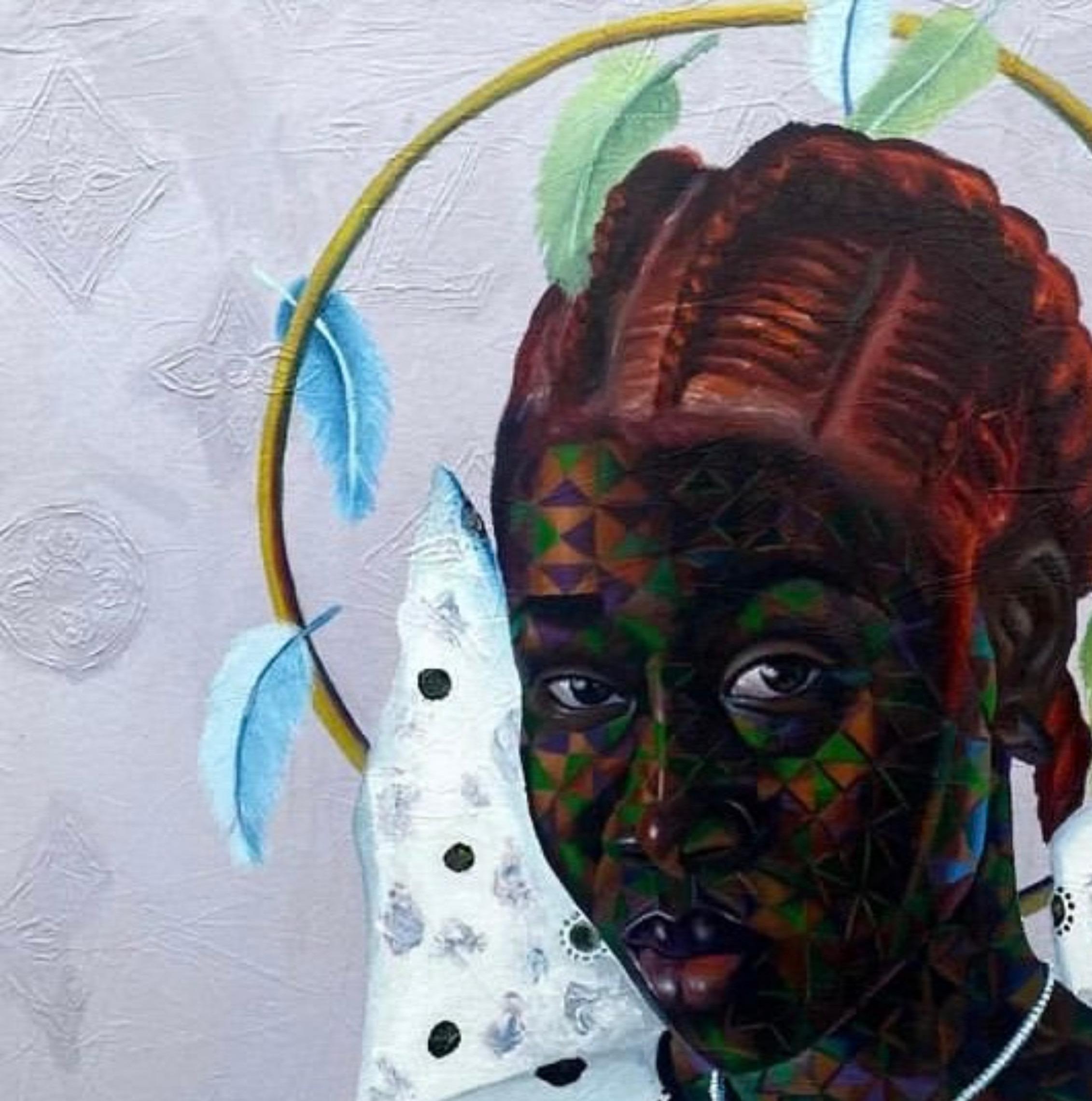 Black Angel - Expressionist Mixed Media Art by Abiola Olabamiji