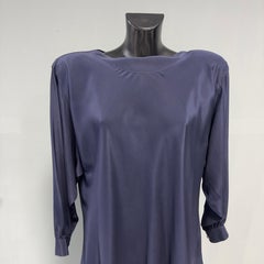 Basile Vintage Navy Blue Silk Dress, Oversize Asymmetrical, 1990