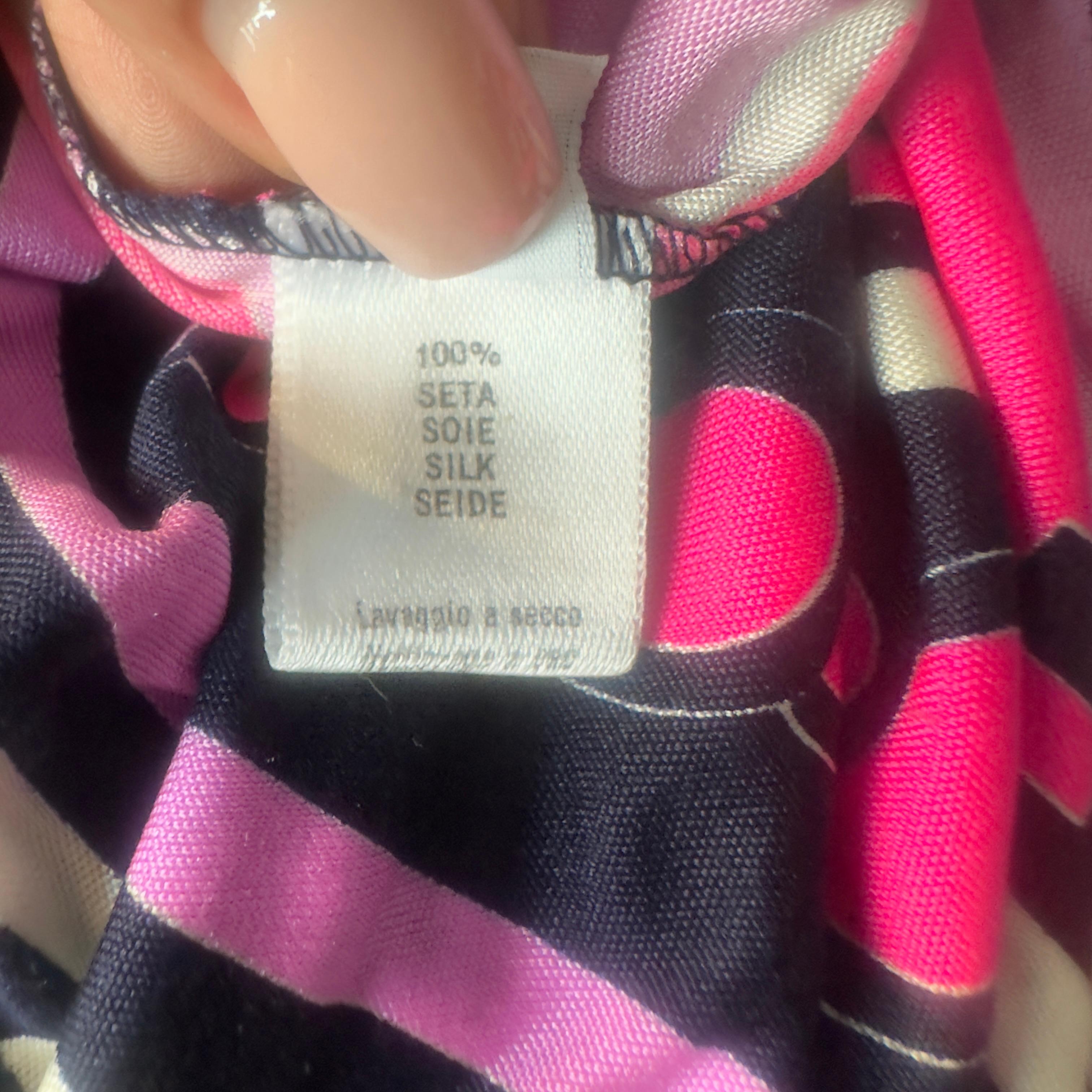 Fuchsia print Leonard Paris silk dress - Early 2000s For Sale 5
