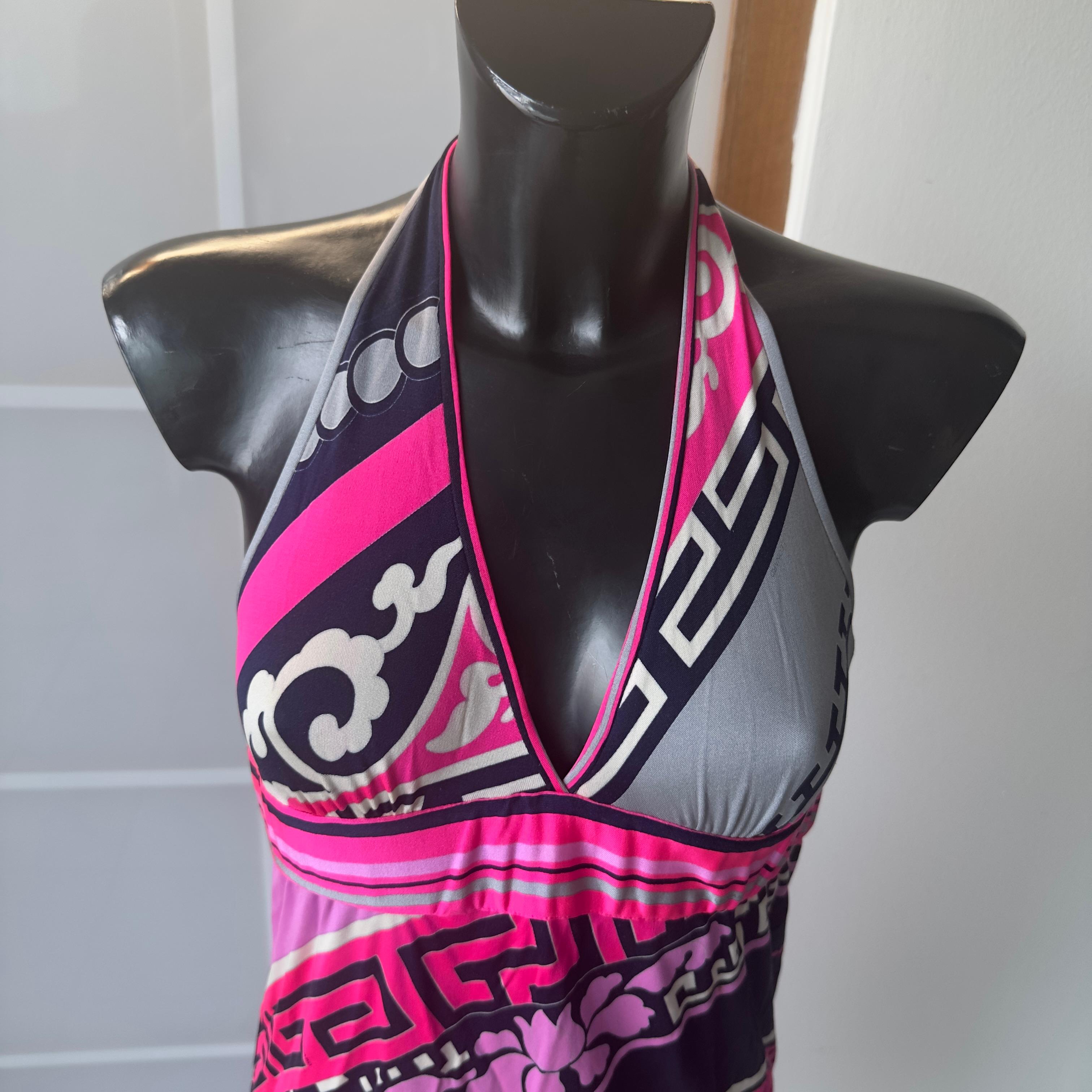 Fuchsia print Leonard Paris silk dress - Early 2000s For Sale 1