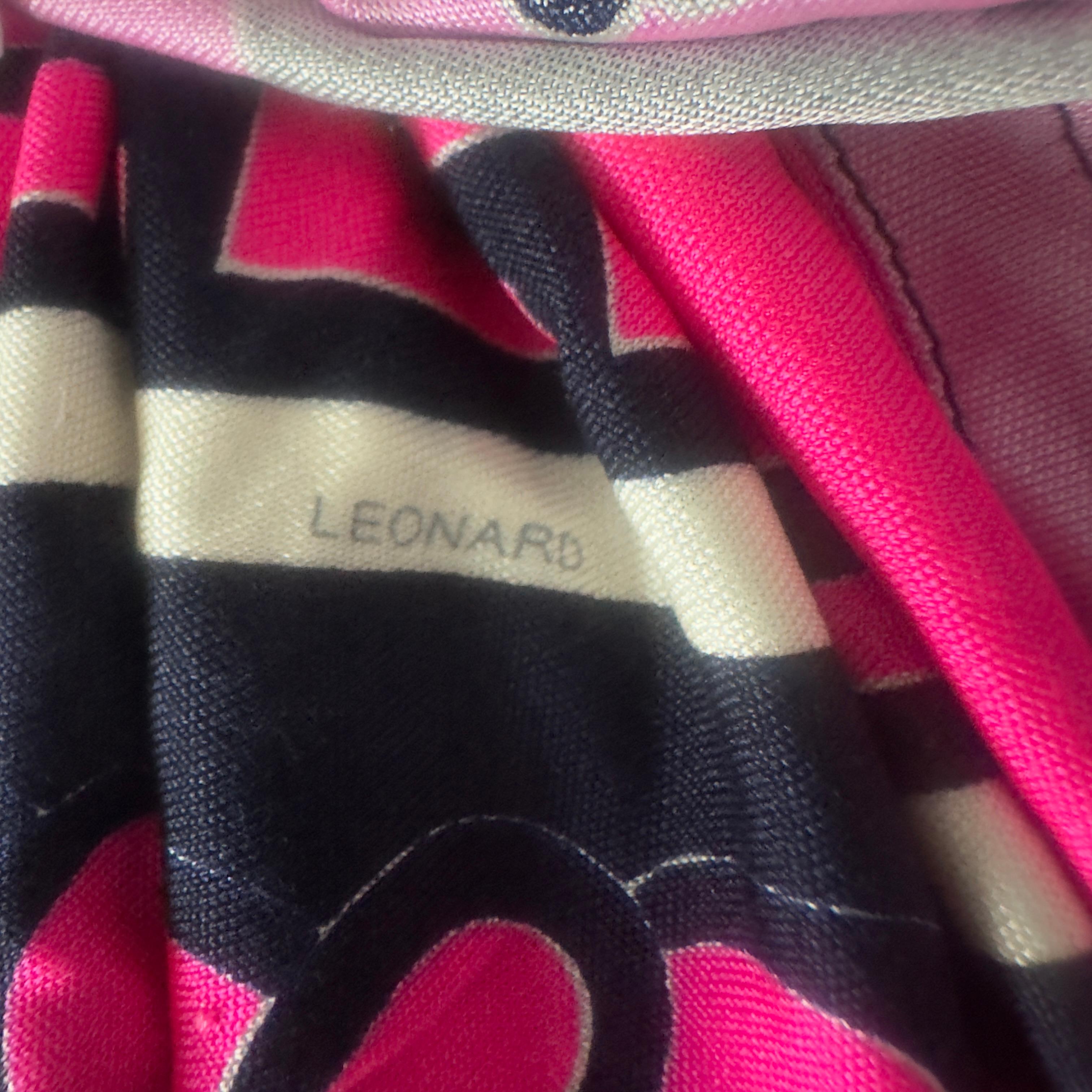 Fuchsia print Leonard Paris silk dress - Early 2000s For Sale 4