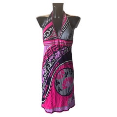 Fuchsia print Leonard Paris silk dress - Early 2000s