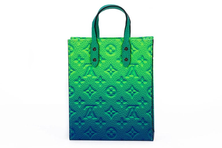 Abloh x Vuitton Green/Blue Mini Sac Plat For Sale at 1stDibs