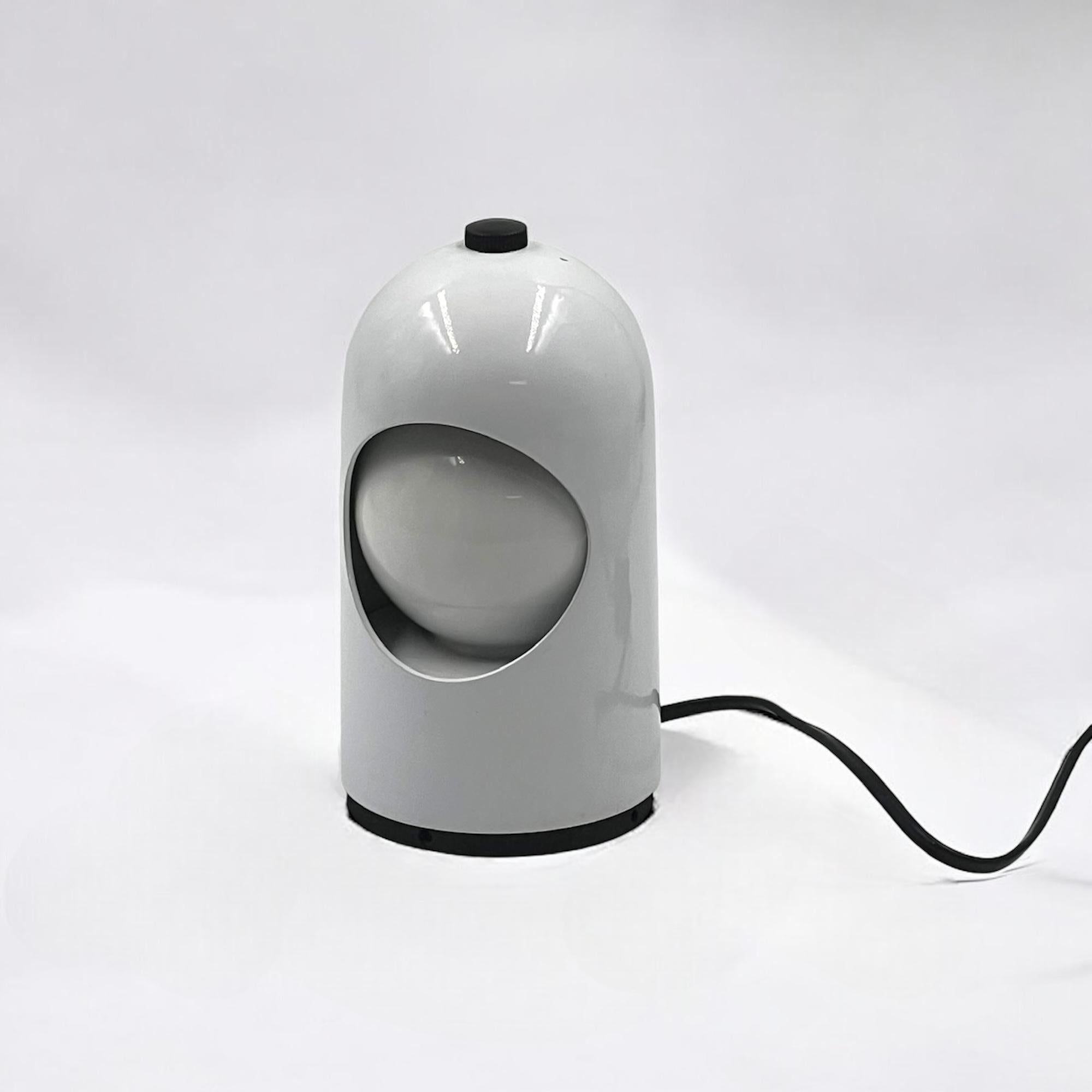 Plastic ABM 'Selene' Adjustable Lamp in White Lacquered Metal, 70s MCM Design Italy