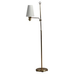 Abo Randers, Floor Lamp, Brass, Fabric, Denmark, 1960s
