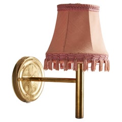 Abo Randers, Wall Light, Brass, Fabric, Denmark, 1970s