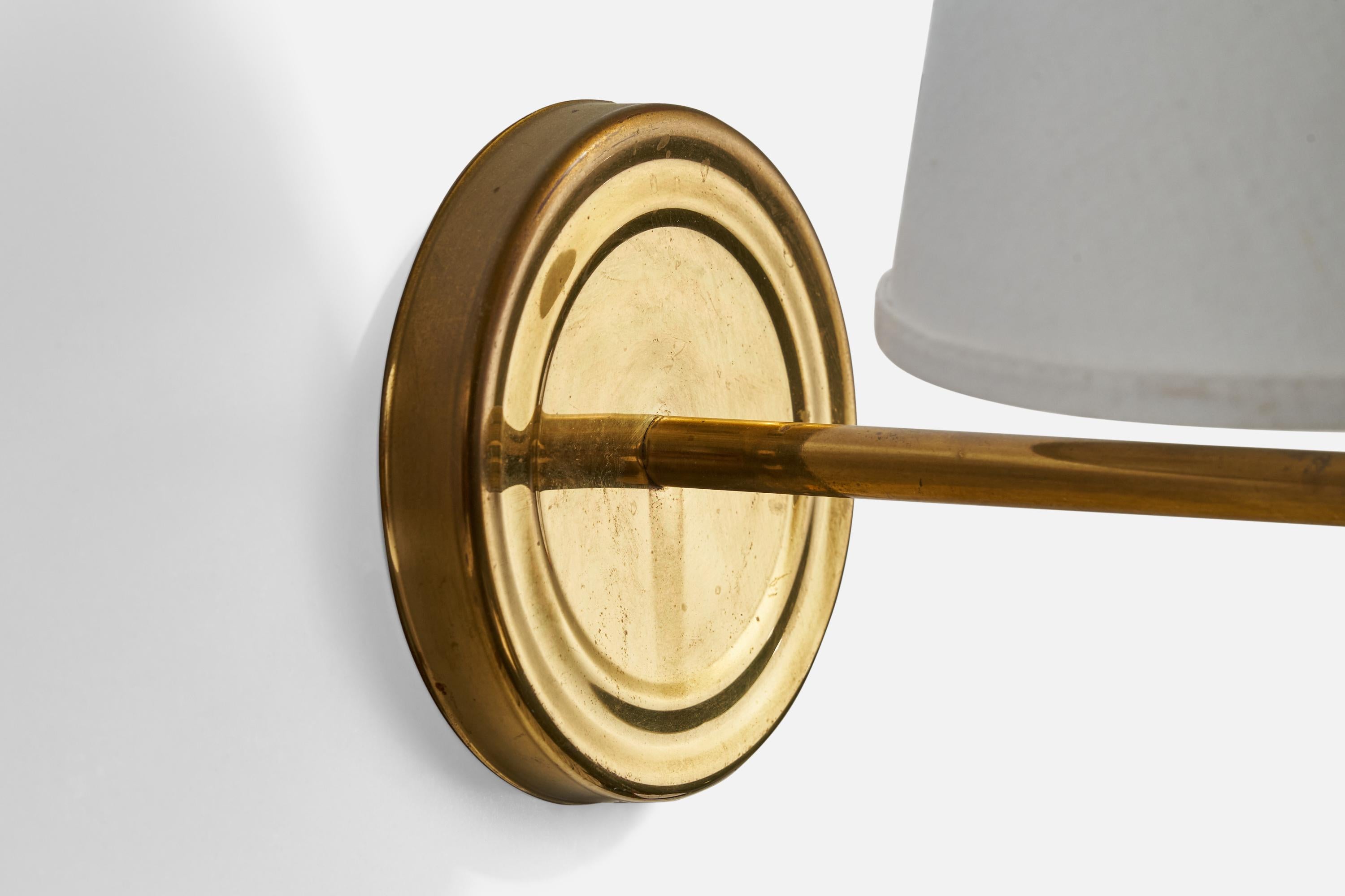 Abo Randers, Wall Lights, Brass, Fabric, Denmark, 1960s In Good Condition In High Point, NC