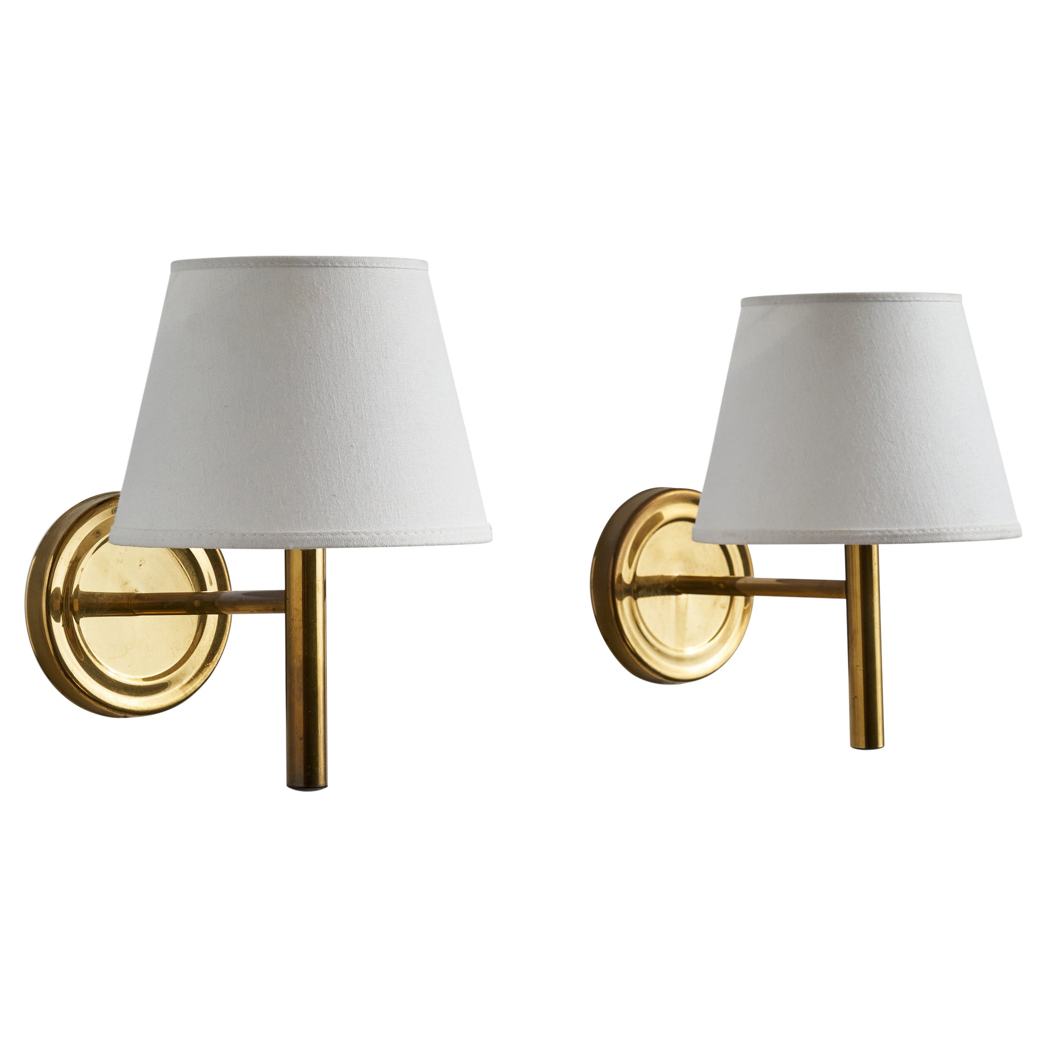 Abo Randers, Wall Lights, Brass, Fabric, Denmark, 1960s