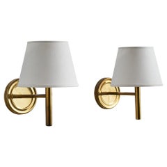 Abo Randers, Wall Lights, Messing, Stoff, Dänemark, 1960er Jahre