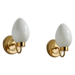 Abo Randers, Wall Lights, Brass, Glass, Denmark, 1970s