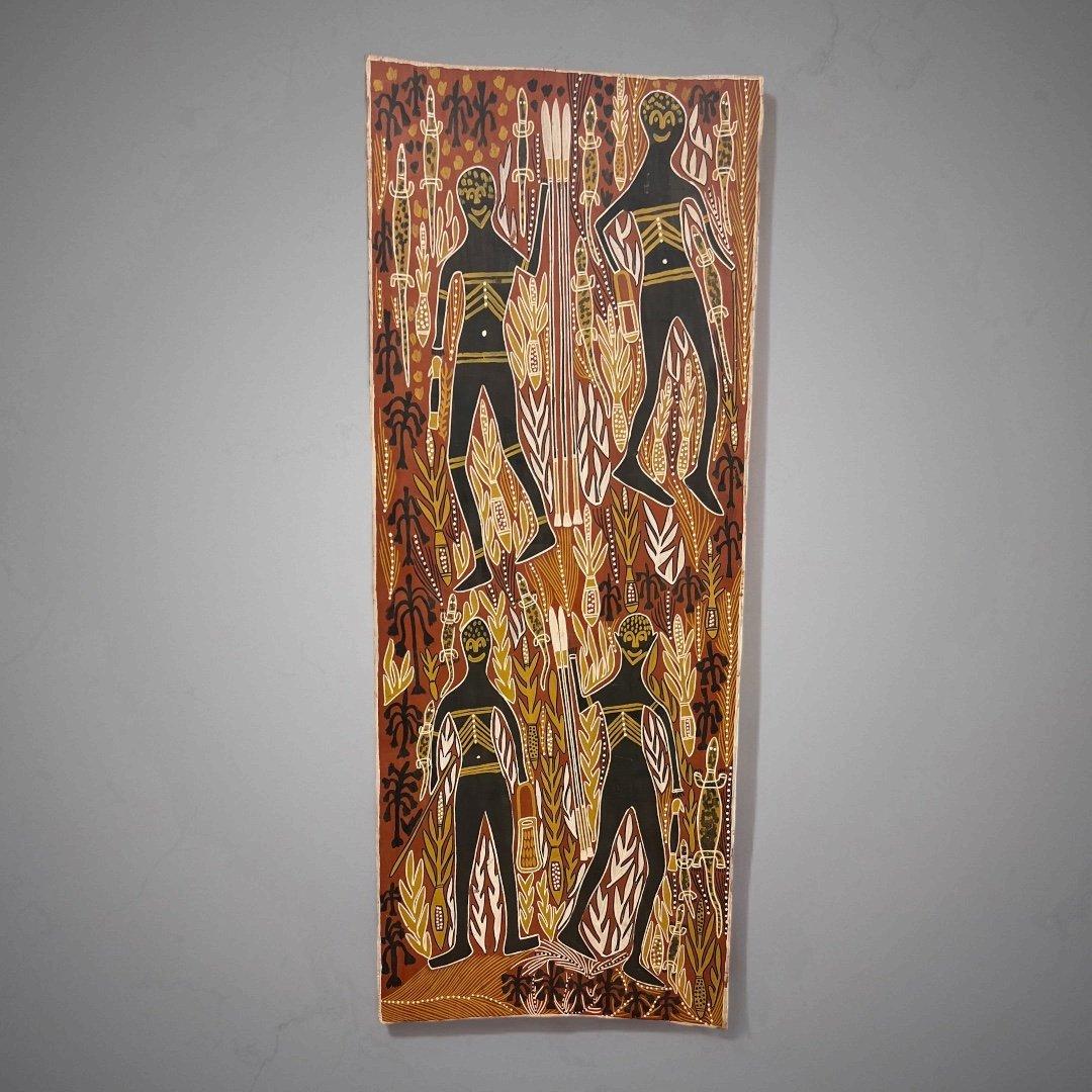 Tribal Aboriginal Bark Painting by Betty Guymatala, Australia  For Sale