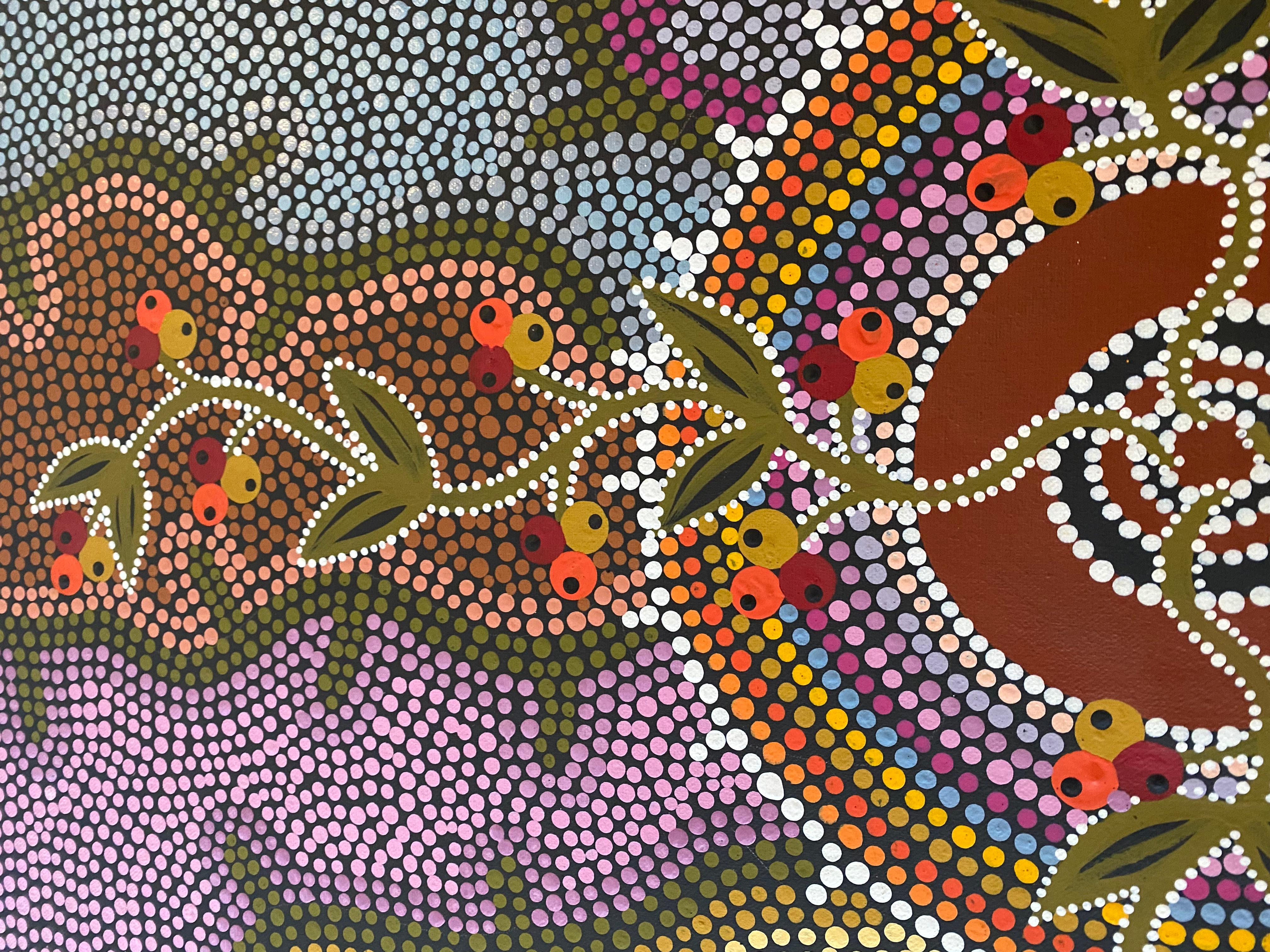 „Bush Fig Dreaming“ Acrylgemälde der Aborigines von W. Napangardi Lechleitner, „Bush Fig Dreaming“ für Damen oder Herren im Angebot