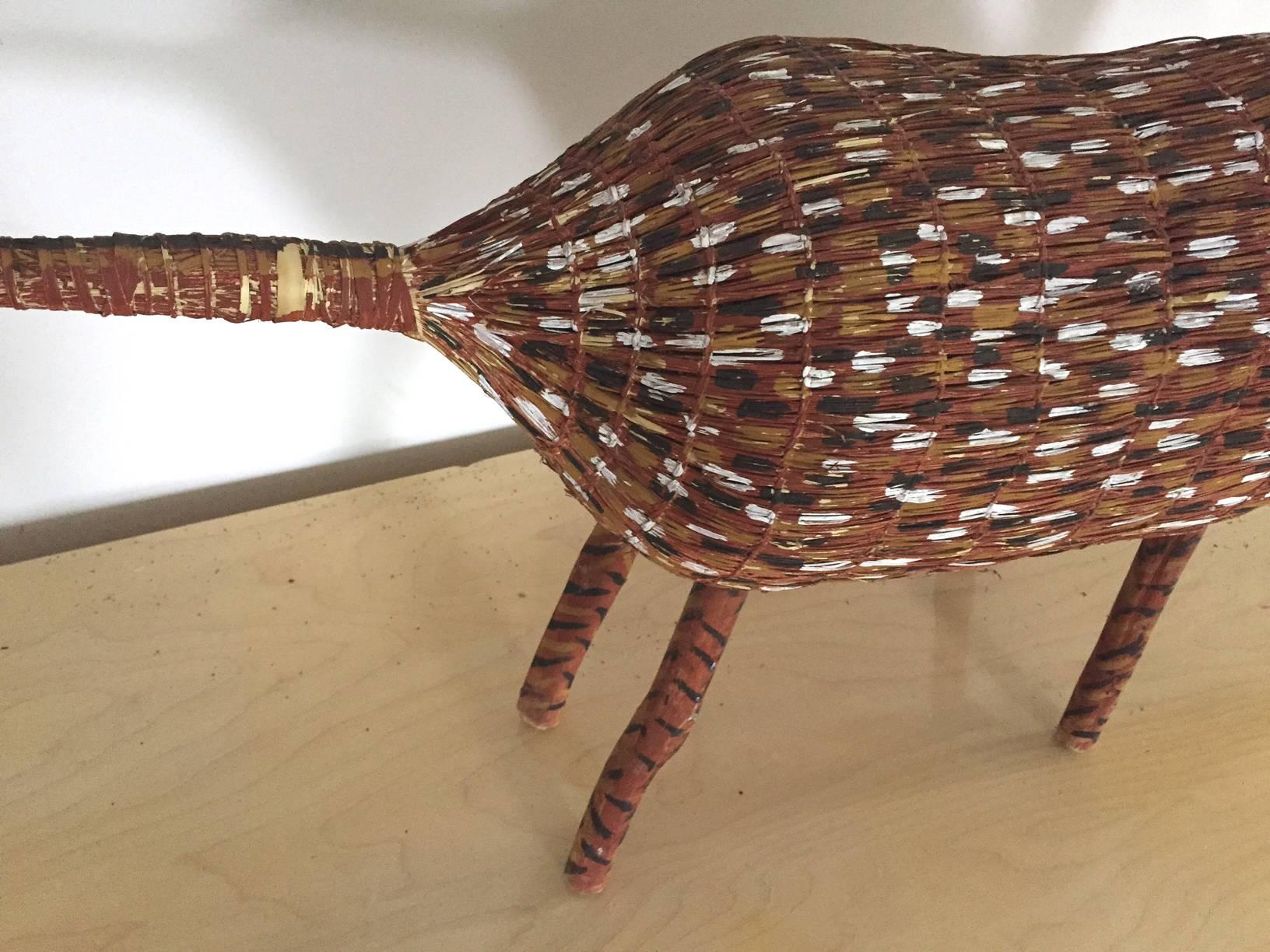 Aboriginal Contemporary Fiber Art Camp Dog In Good Condition For Sale In Atlanta, GA