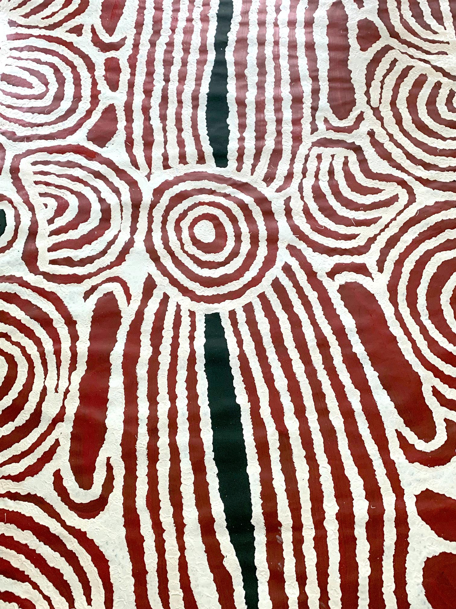 Grande peinture aborigène de l'artiste contemporain Ningura Napurrula intitulée 