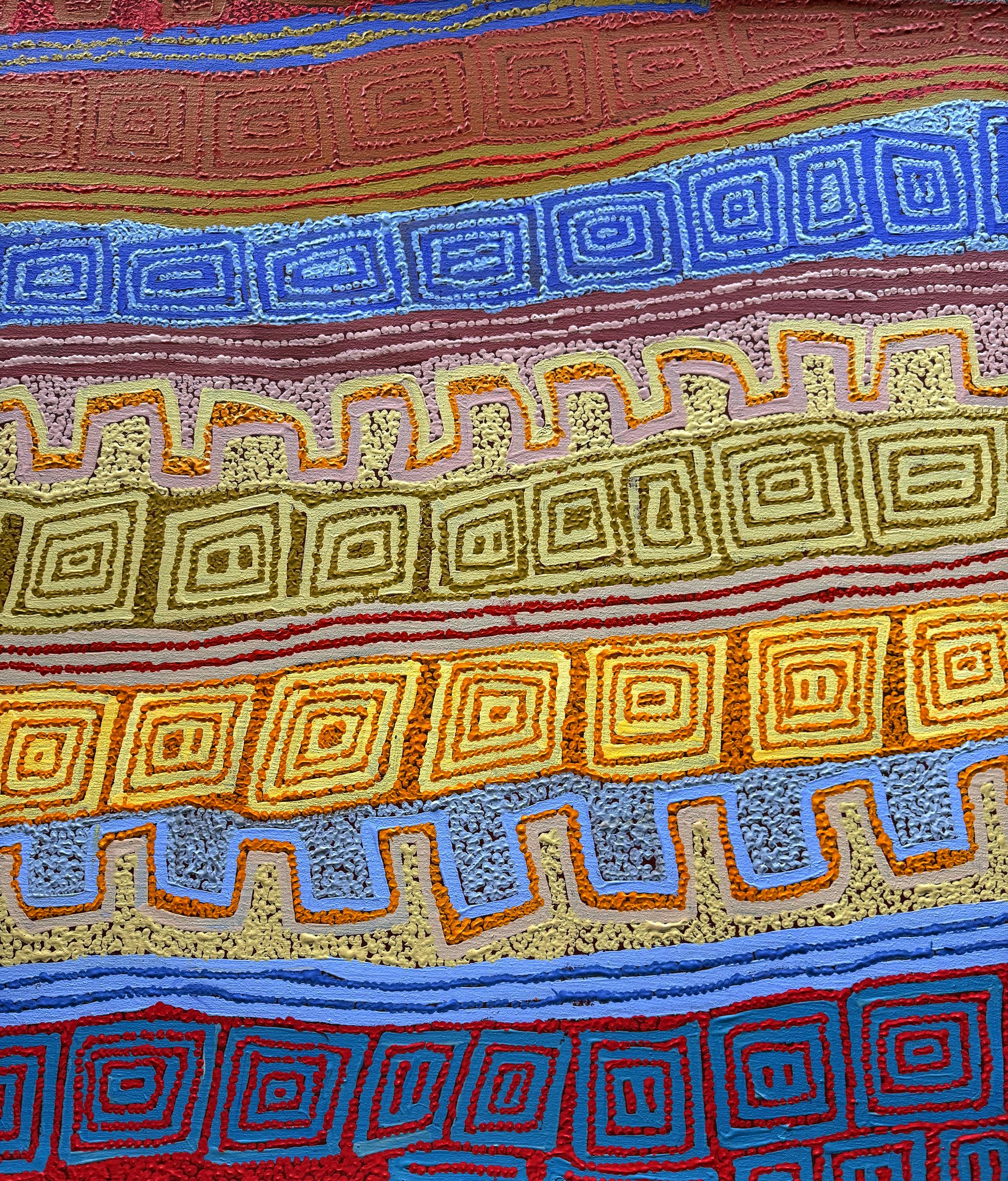 Zeitgenössische Aborigine-Malerei Tingari von Patrick Tjungurrayi Provenienz (Handbemalt) im Angebot