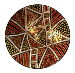 Aboriginal Dot Pattern Gilded Studio Ceramic Bowl, Signed, Australia, 20th C.