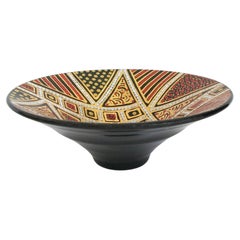 Aboriginal Dot Pattern Gilded Studio Ceramic Bowl, Signed, Australia, 20th C.