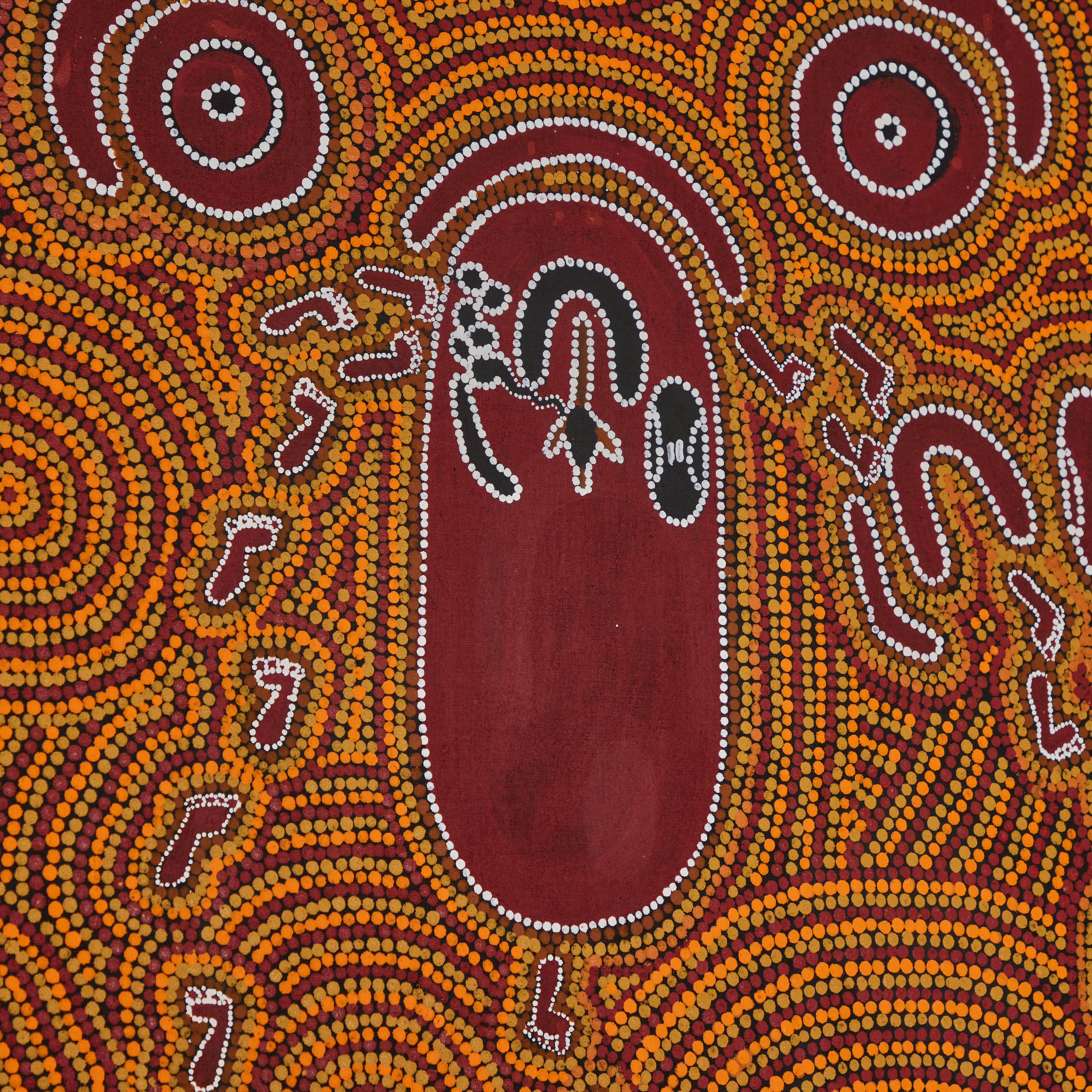 Hand-Painted Aboriginal Jukurrpa by Andrea and Kathleen Martin Nungarrayi For Sale