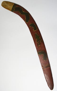 Aboriginal Painted Ceremonial Boomerang Australia Tribal Art Interior Design