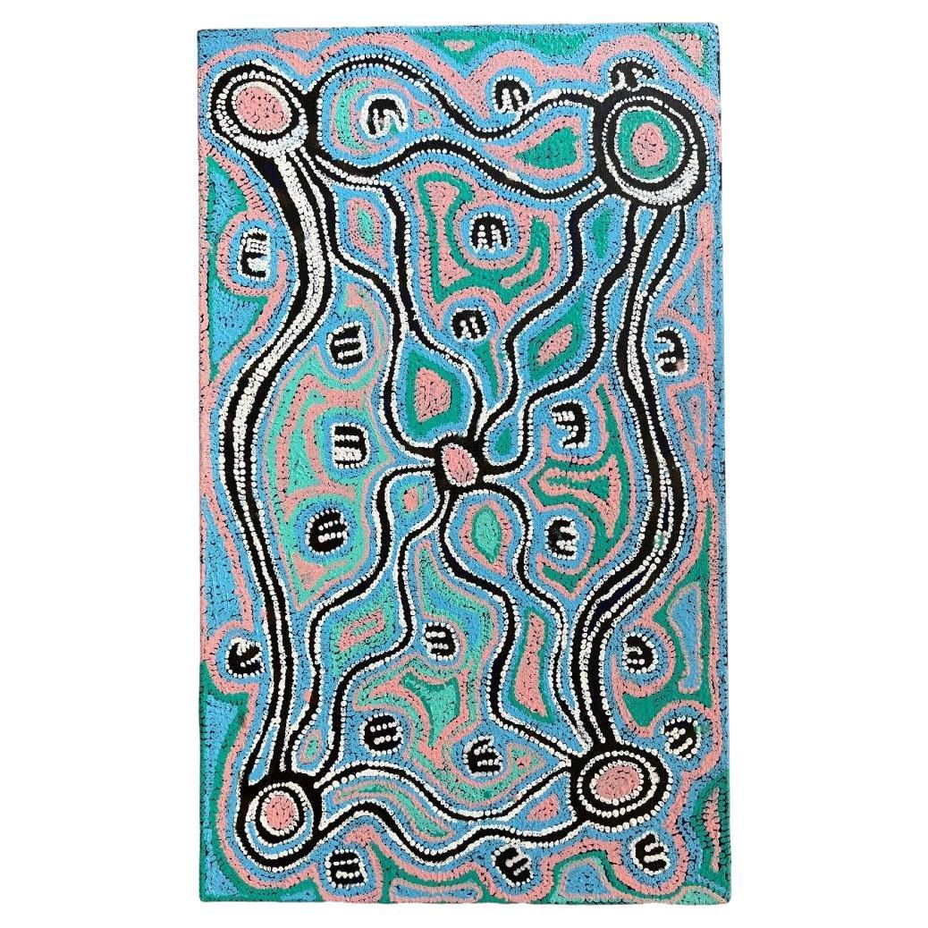 Aboriginal Painting by Bessie Nakamarra Sims (1940-2012) For Sale