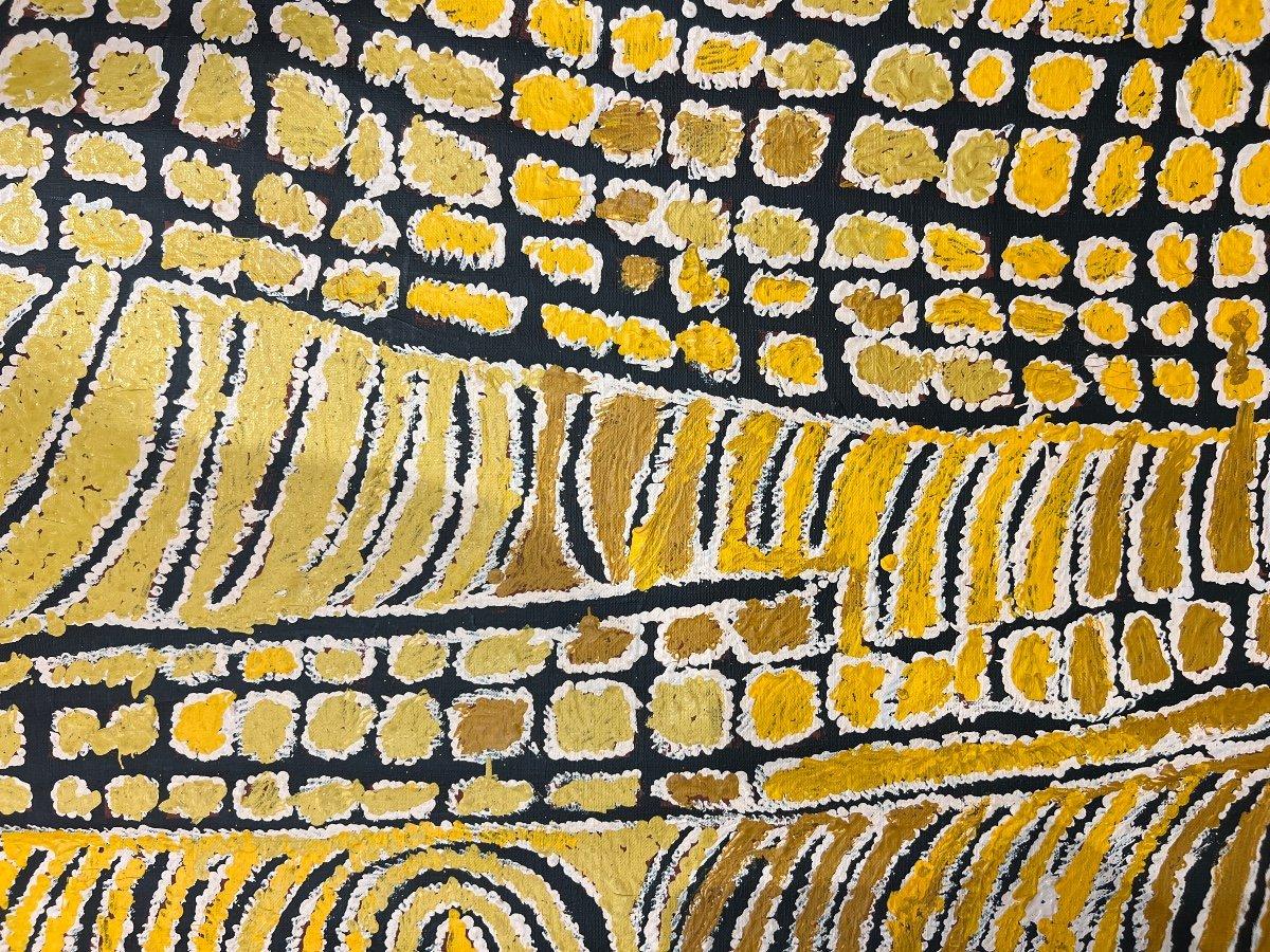 Hand-Painted Aboriginal Painting by Tjunkiya Napaltjarri (1927-2009) For Sale