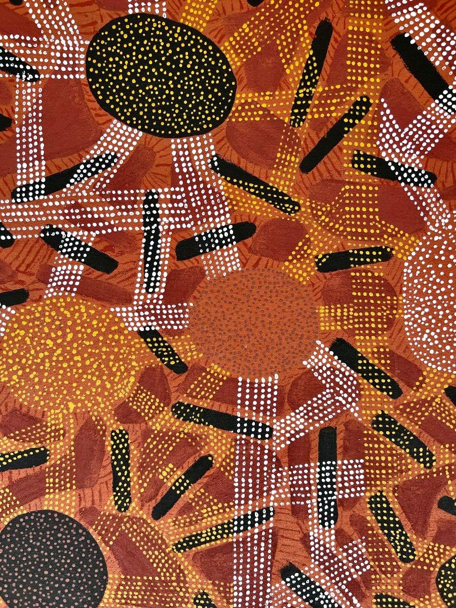 Australien Peinture aborigène « Kuuluma in Tiwi Islands » de Nina Puruntatameri (1971-) en vente