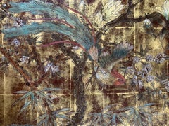 A.Bouverat Chinese Inspired Lacquered Panel Hand-Painted 20th Century
