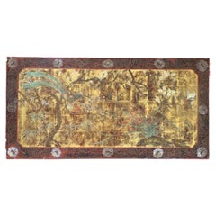 A.Bouverat Chinese Inspired Lacquered Panel Hand-Painted 20th Century