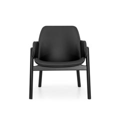 Black Leather Accent Armchair with Black Matte Frame, Above Collection