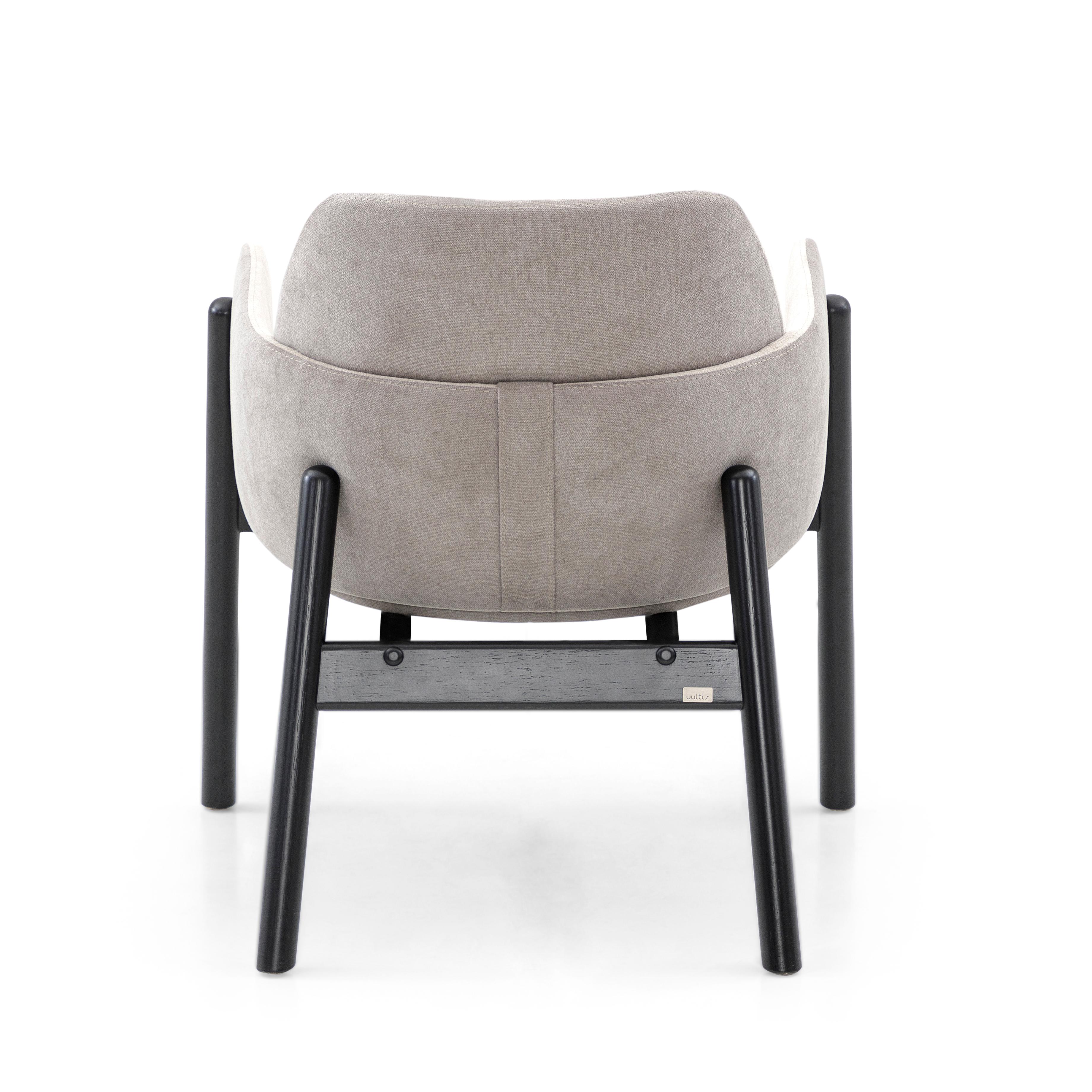 Above Armchair in Light Grey Fabric and Black Painted Frame In New Condition For Sale In Miami, FL