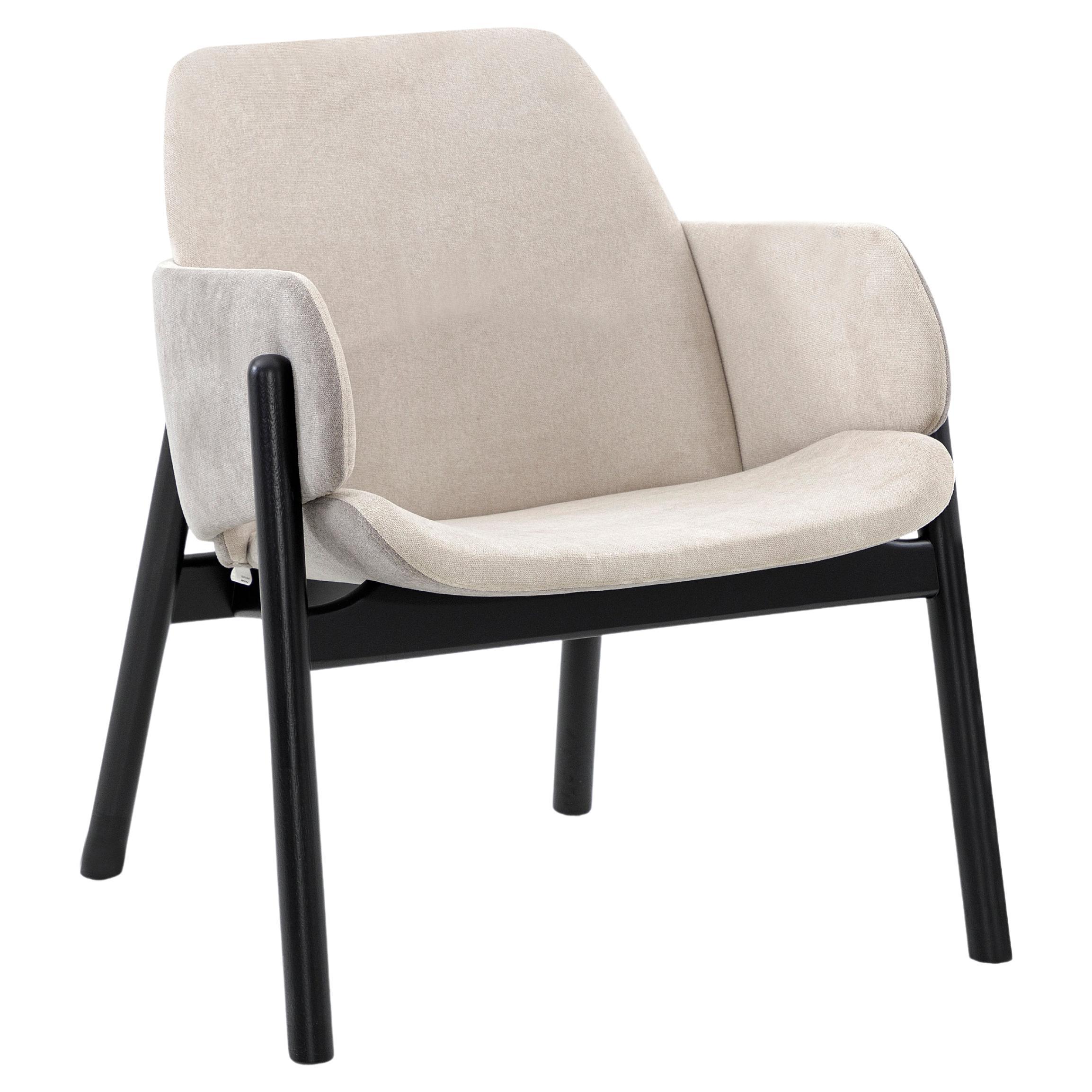 Above Armchair in Light Grey Fabric and Black Painted Frame For Sale