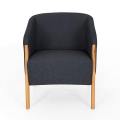 Teak Armchair with Charcoal Upholstery and Sculpted Frame – Abra Collection