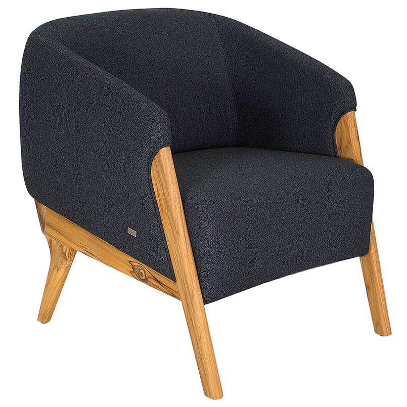 Abra Armchair in Charcoal Fabric and Teak Finish
