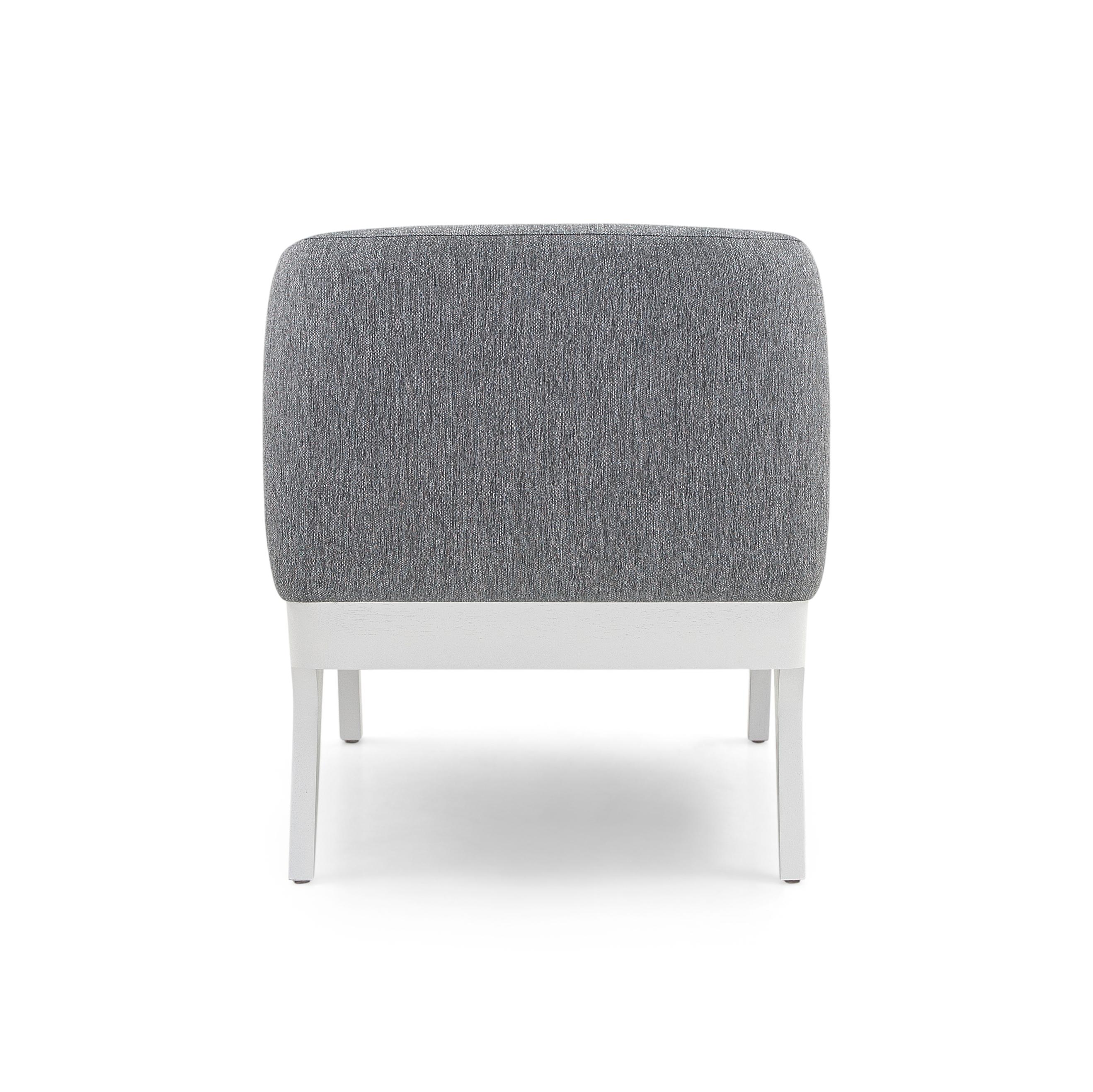 Brazilian Abra Armchair in Gray Fabric and White Wood Finish For Sale