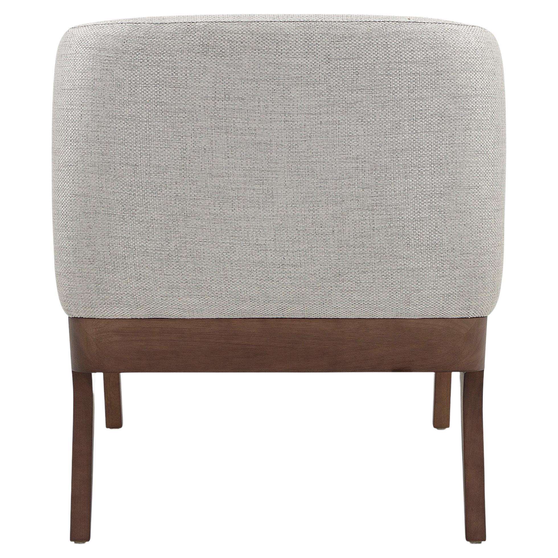 Abra Armchair in Light Gray Fabric and Walnut Wood Finish In New Condition For Sale In Miami, FL