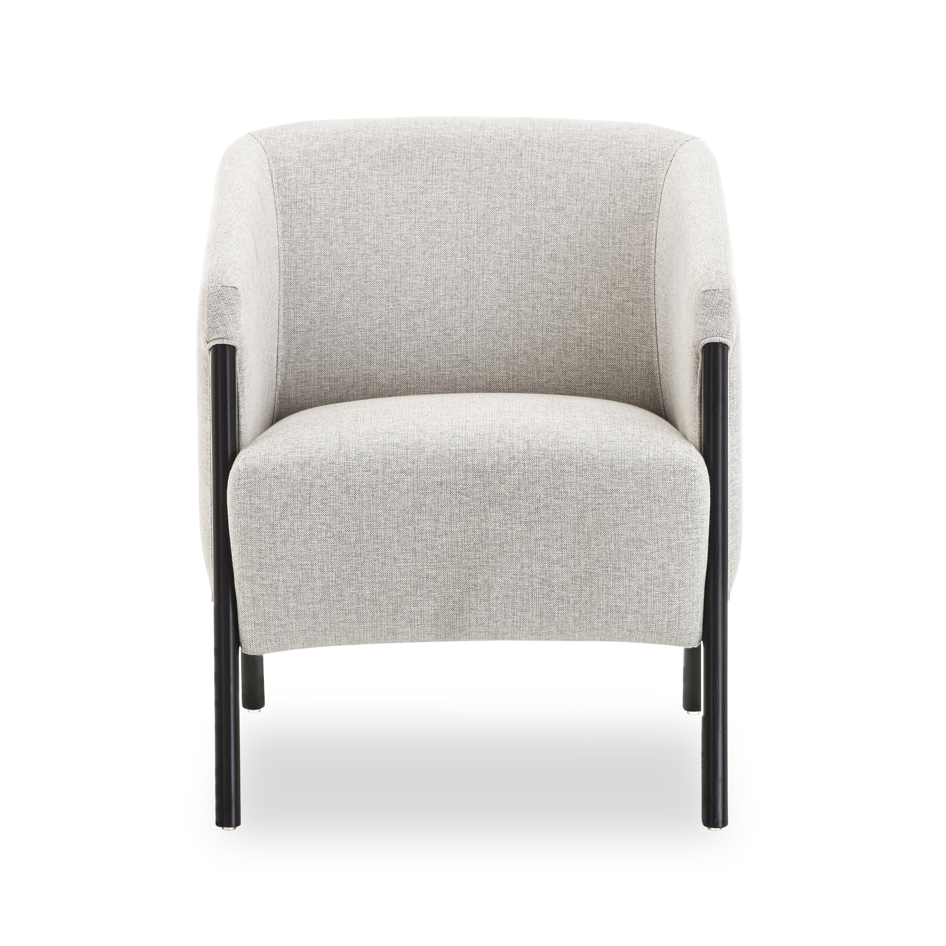 Abra Armchair in Black and White Upholstery and Black Wood Finish Frame For Sale 1