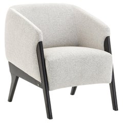 Abra Armchair in Black and White Upholstery and Black Wood Frame