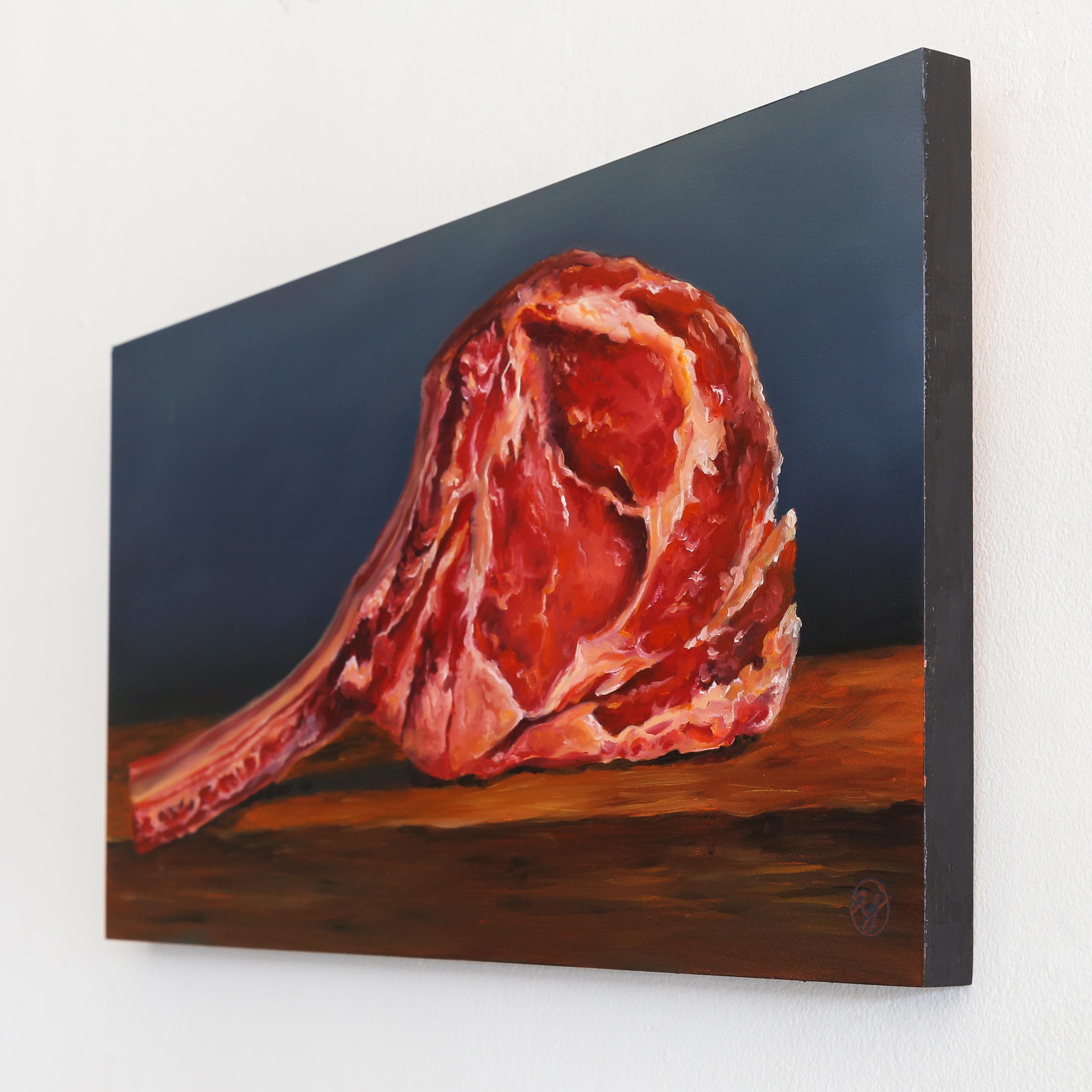 Bistecca Tomahawk - Pittura ad olio realista - Still-Life Painting Marrone di Abra Johnson